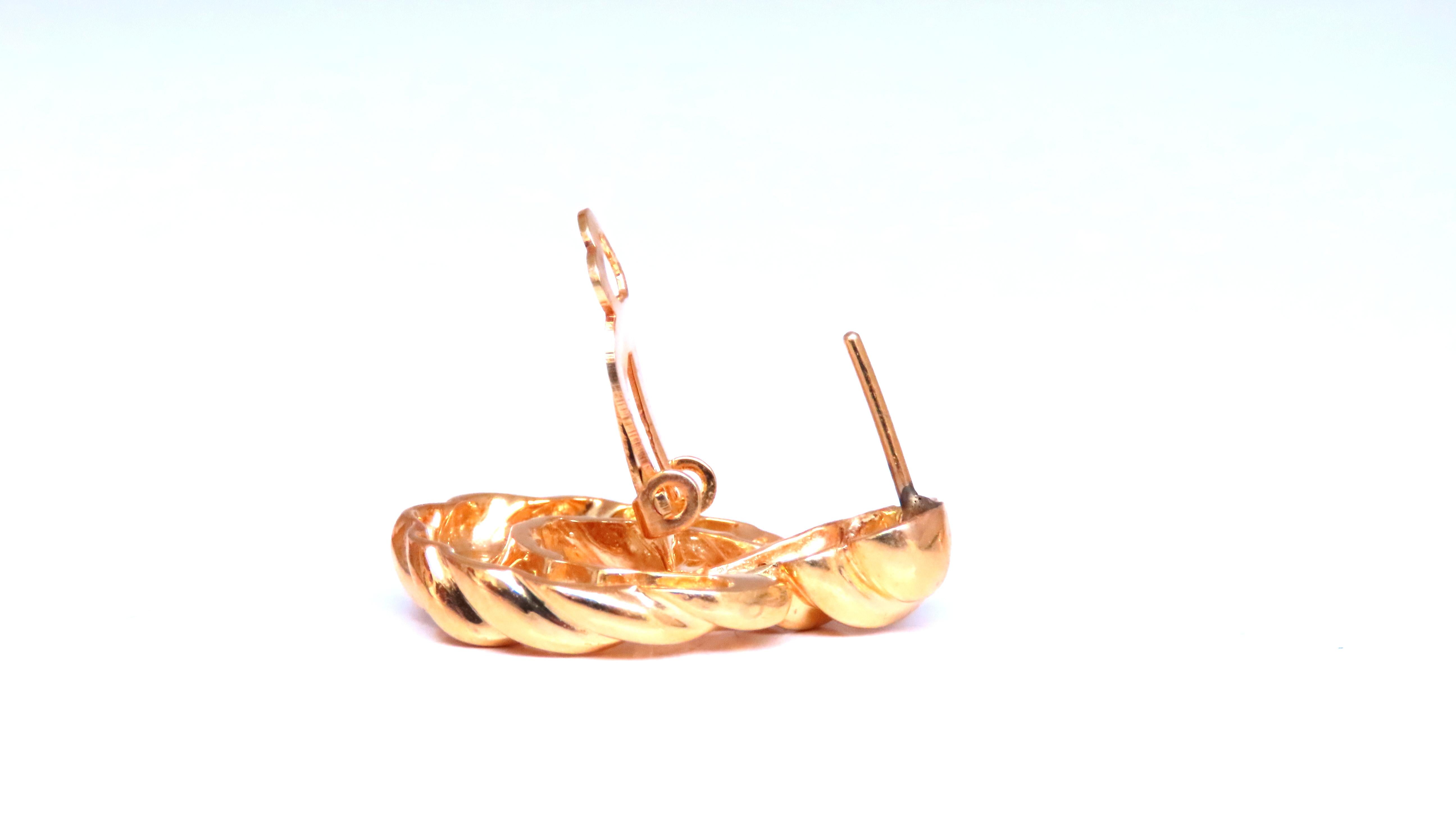 14K Gold Shrimp Knocker Clip-On Earrings for Women - Elegant Omega Back Clip Earrings for Sensitive Ears - Perfect for Parties, Weddings & Special Occasions