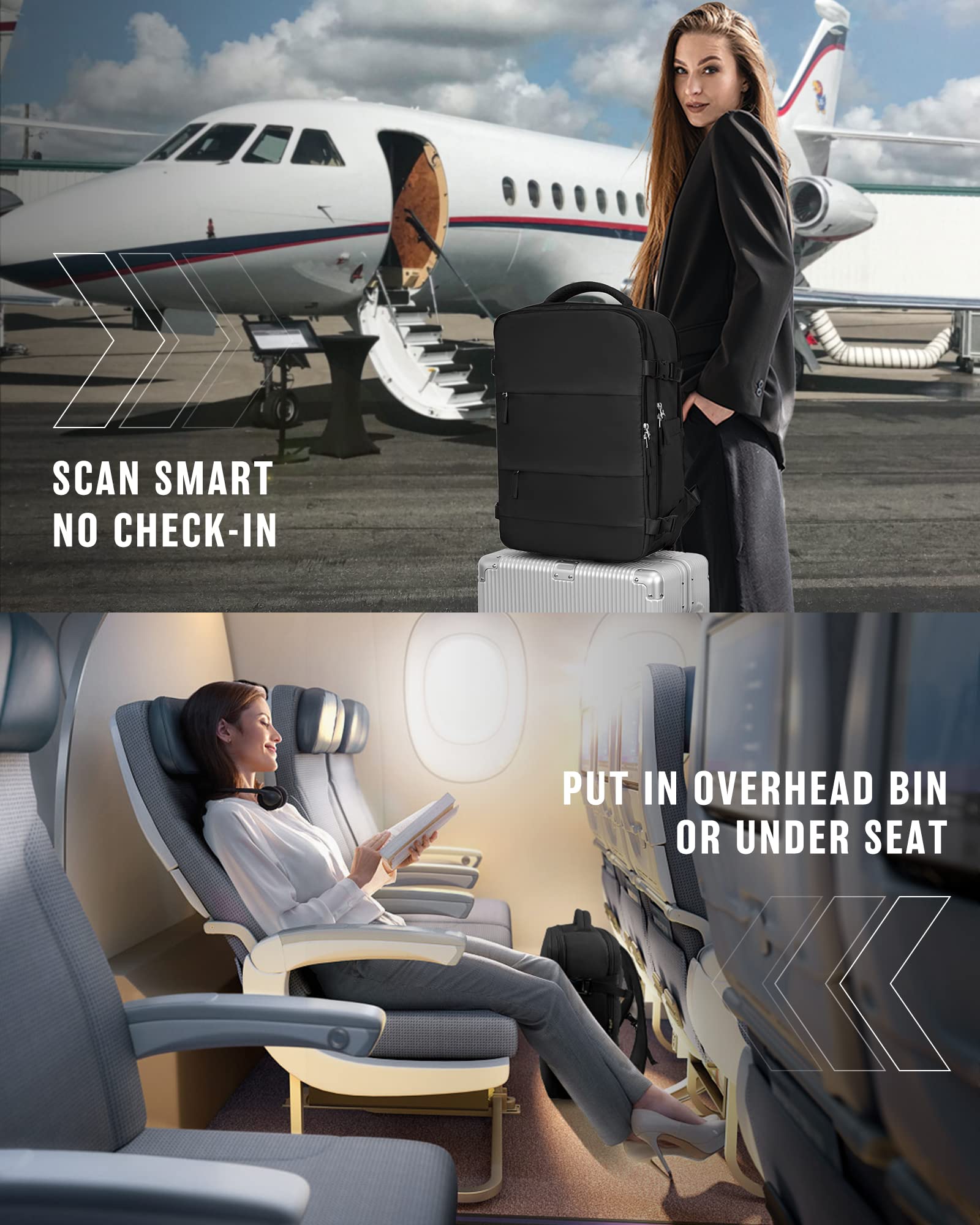 Travel Backpack for Women & Men - Airplane Carry-On with Laptop Compartment | Perfect for Business Trips & Vacations