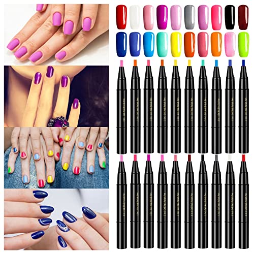 3 in 1 Gel Nail Polish Pen - 2ml Glitter One Step Nail Gel with Brush, No Base/Top Coat Needed - DIY Nail Art Kit for Women & Girls (Color A) | Perfect for Home Manicures, Parties & Gifts