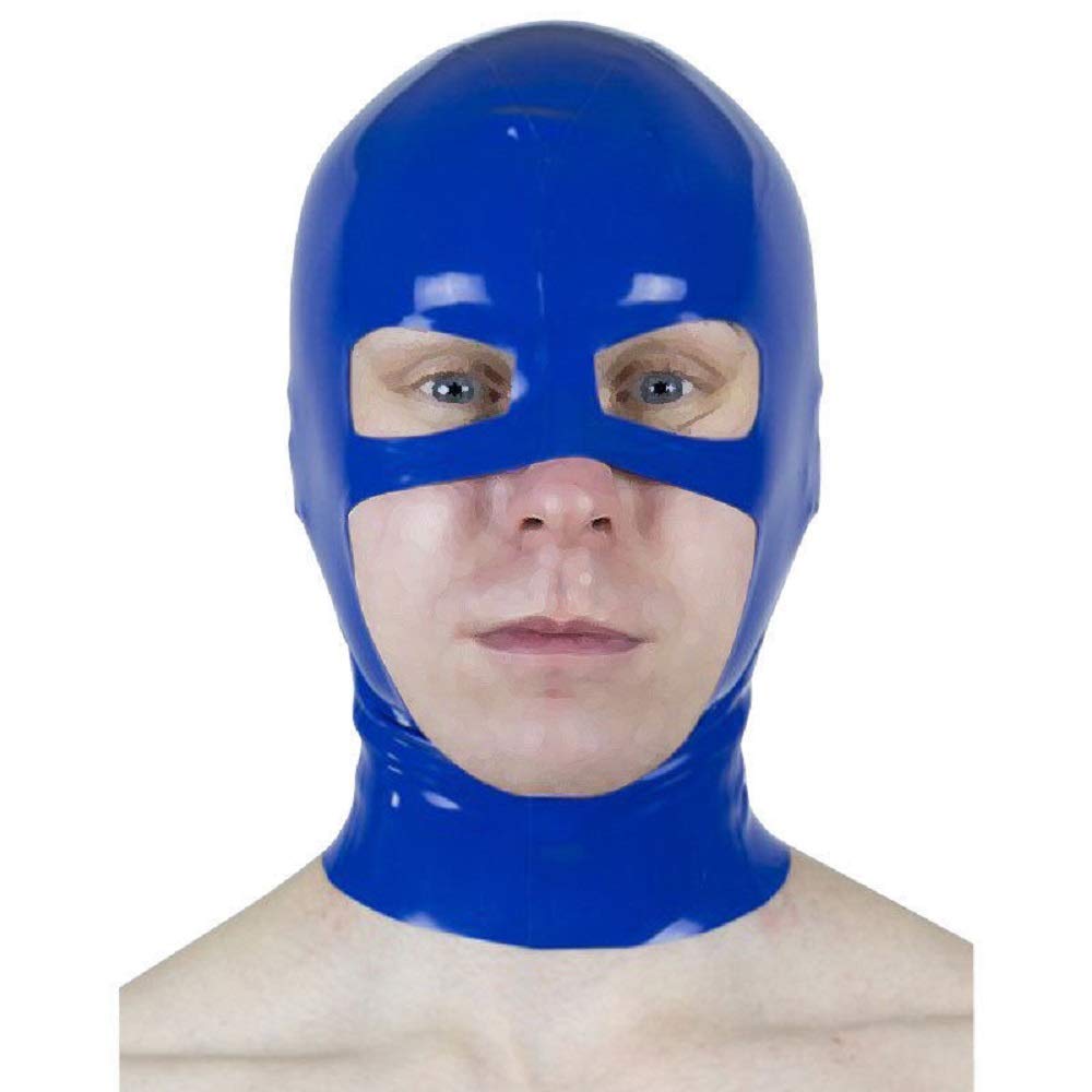 Cool Blue Latex Mask - Unisex Hood for Club Wear, Cosplay & Halloween Costume | Unique Head Cover for Parties, Festivals & Themed Events