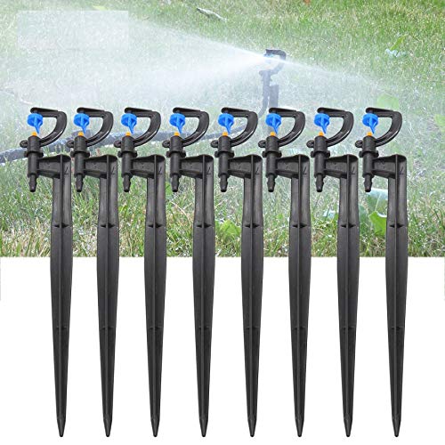 50PCS 180 Degree Mist Nozzles on Stake - Micro Drip Sprinklers for Garden Irrigation, 24mm Spray Heads - Perfect for Flower Beds, Vegetable Gardens & Lawn Watering