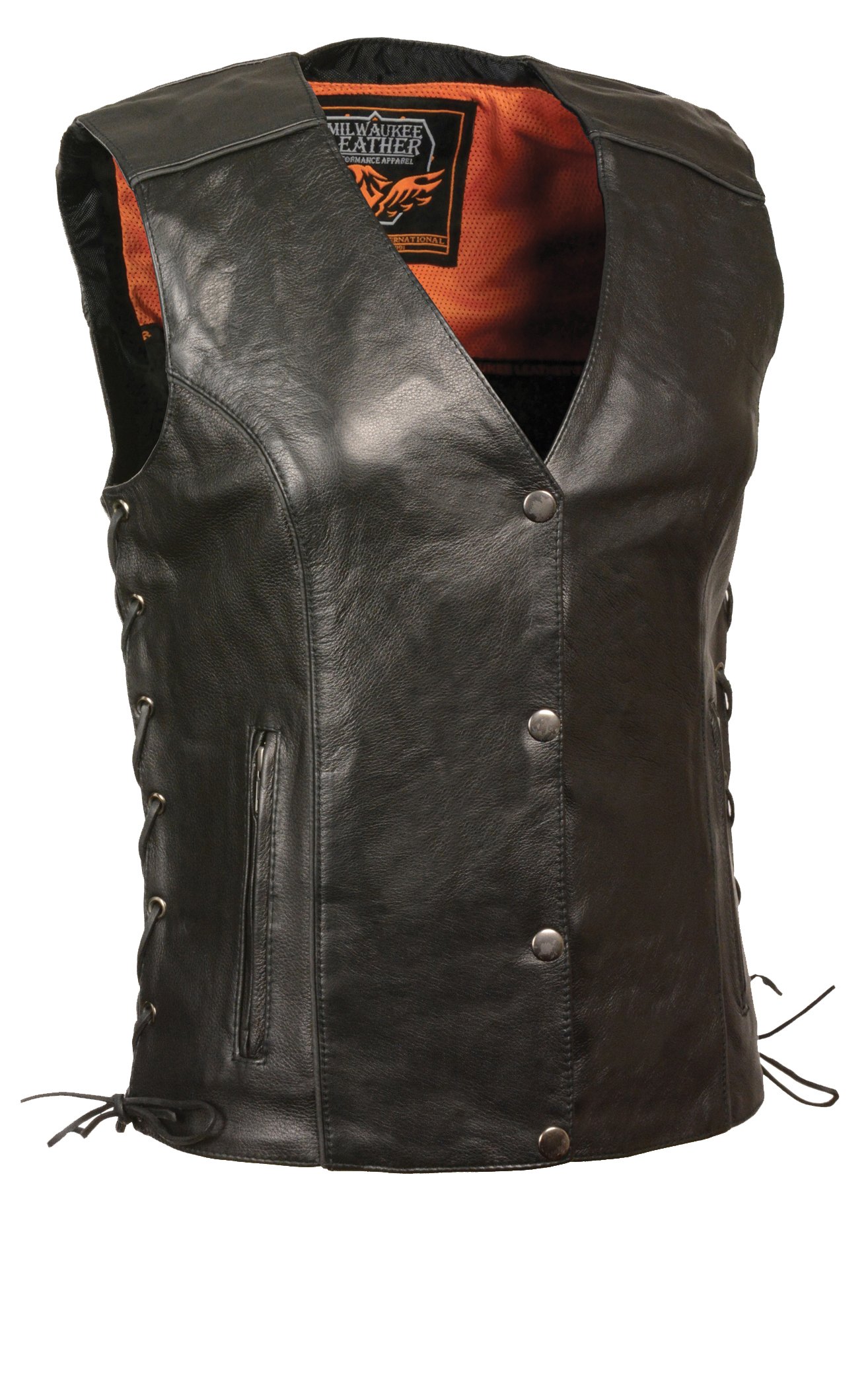 Milwaukee Leather MLL4505 Women's Black Studded Wings Leather Vest - Stylish Biker Jacket for Motorcycle Riding & Casual Outfits