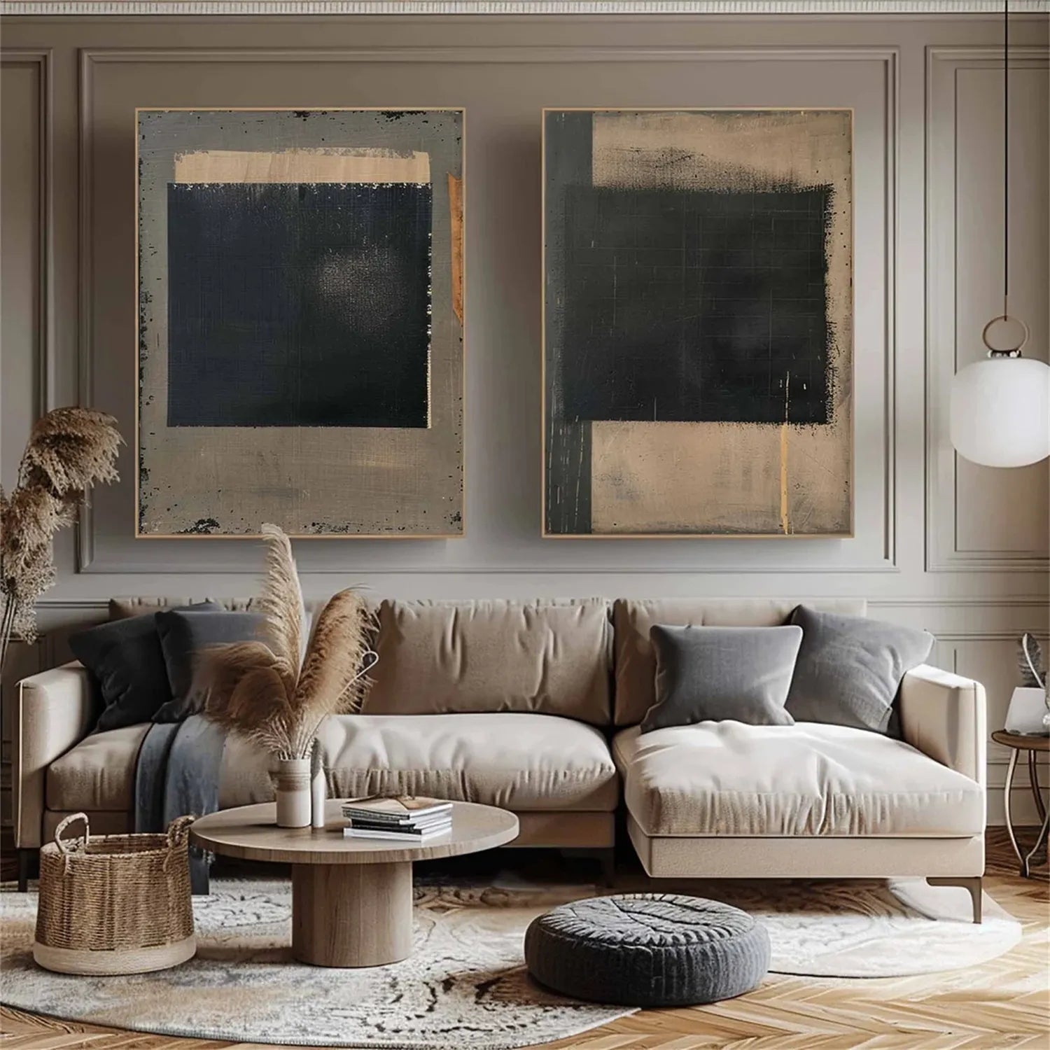 Abstract Tranquility Set of 2 Modern Canvas Wall Art - Minimalist Home Decor for Living Room, Bedroom & Office - #WS169