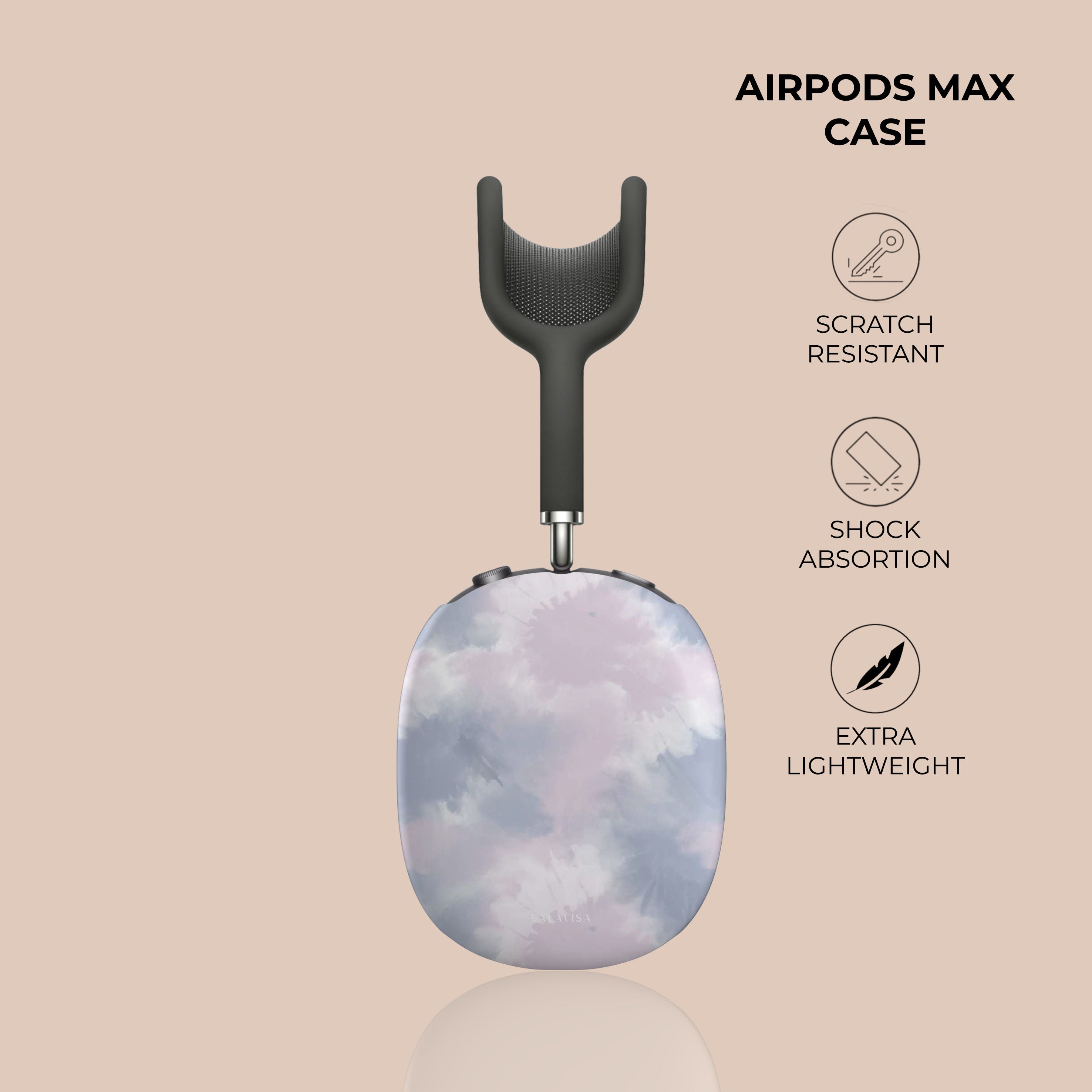 Purple Tie Dye AirPods Max Protective Case - Durable Cover for Apple AirPods Max Headphones - Perfect for Travel, Gym & Daily Use