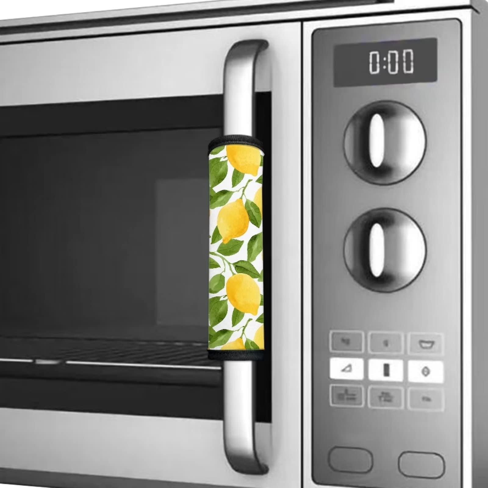 6-Pack Washable Non-Slip Refrigerator & Oven Door Handle Covers - Anti-Smudge, Stain-Resistant Kitchen Appliance Protectors (White with Lemon Leaf Pattern) - Perfect for Keeping Handles Clean in Homes, Restaurants, and Commercial Kitchens