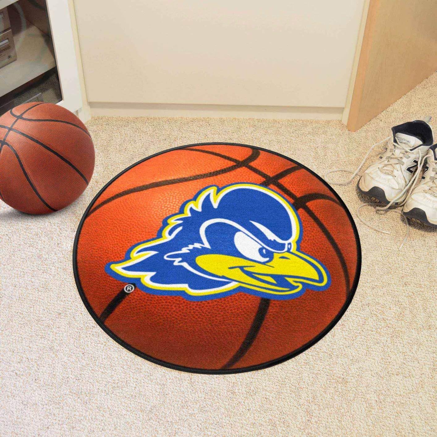 Delaware Blue Hens Basketball Rug - Officially Licensed University of Delaware Team Logo Floor Mat - Perfect for Dorm Room, Game Day Decor & Fan Cave Accessories