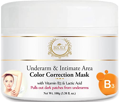Bioly Underarm & Intimate Area Brightening Mask with Niacinamide & Lactic Acid - Dark Spot Corrector for Women - 100g - Lighten Underarms, Bikini Line & Inner Thighs - Perfect for Pre-Summer Prep & Confidence Boost