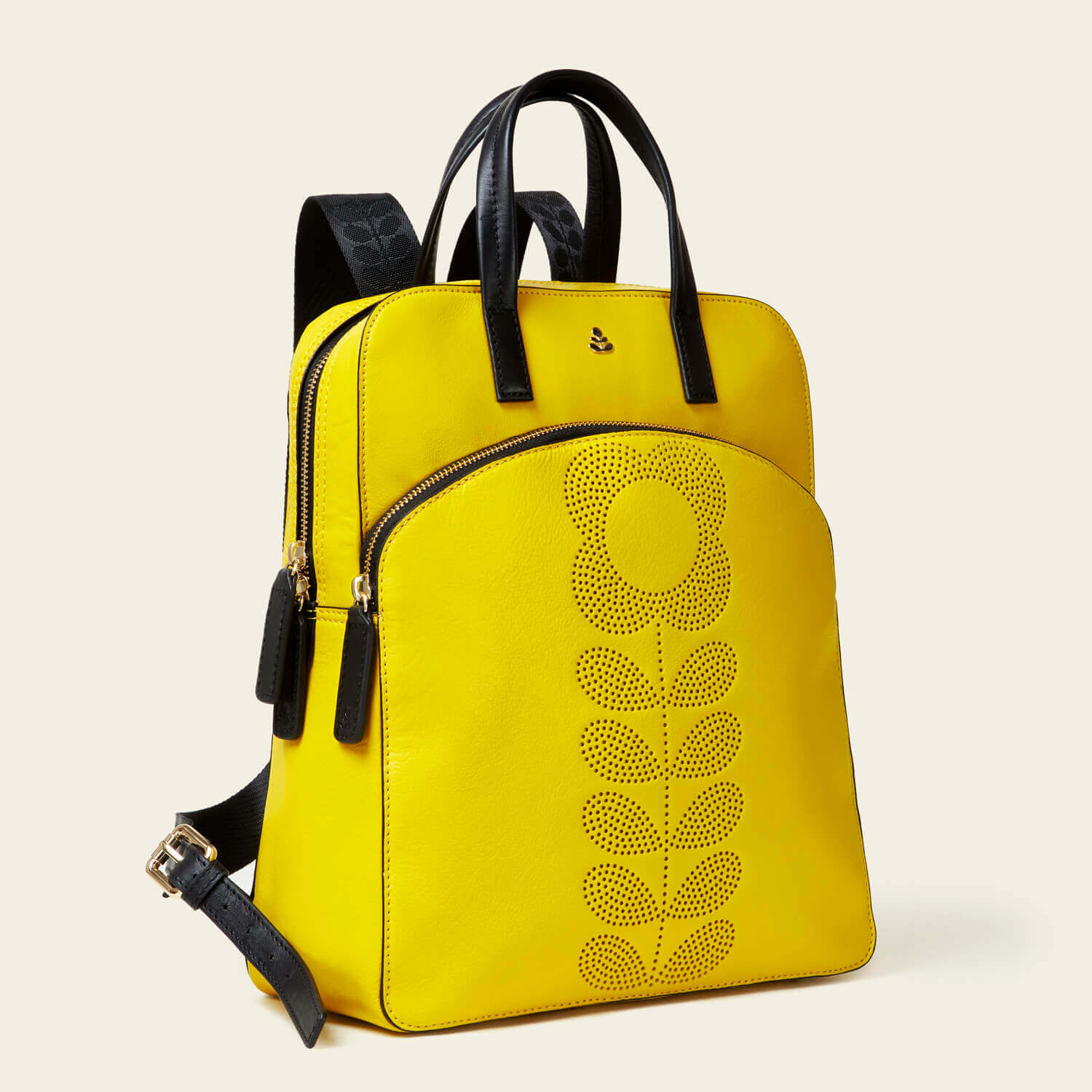Emilia Backpack for Women - Stylish Punched Tall Flower Design in Yellow - Perfect for Travel, Work, and Everyday Use