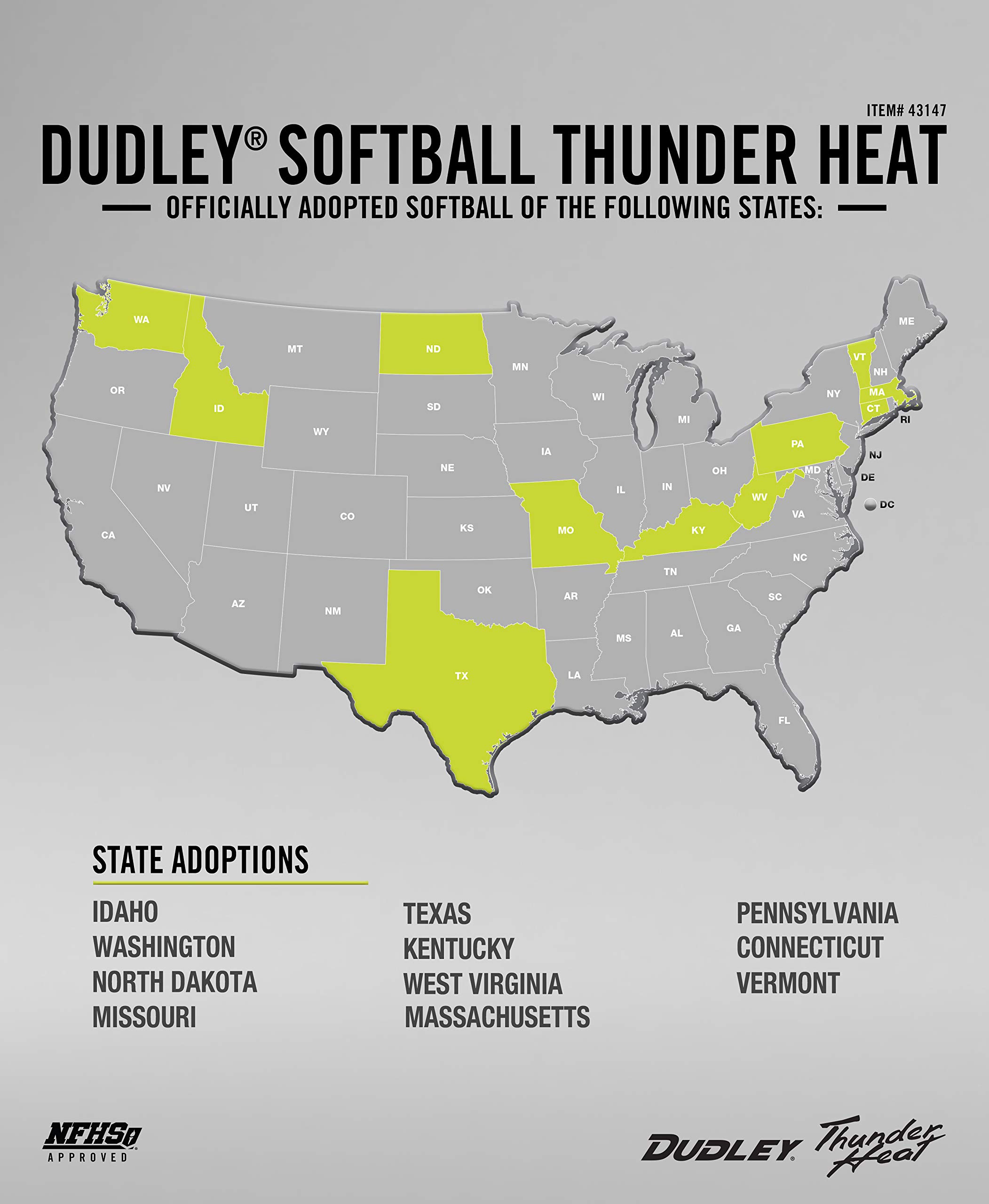 Dudley NFHS Thunder Heat Fastpitch Softballs - 12 Pack Official Game Balls for High School & College Softball Practice & Games