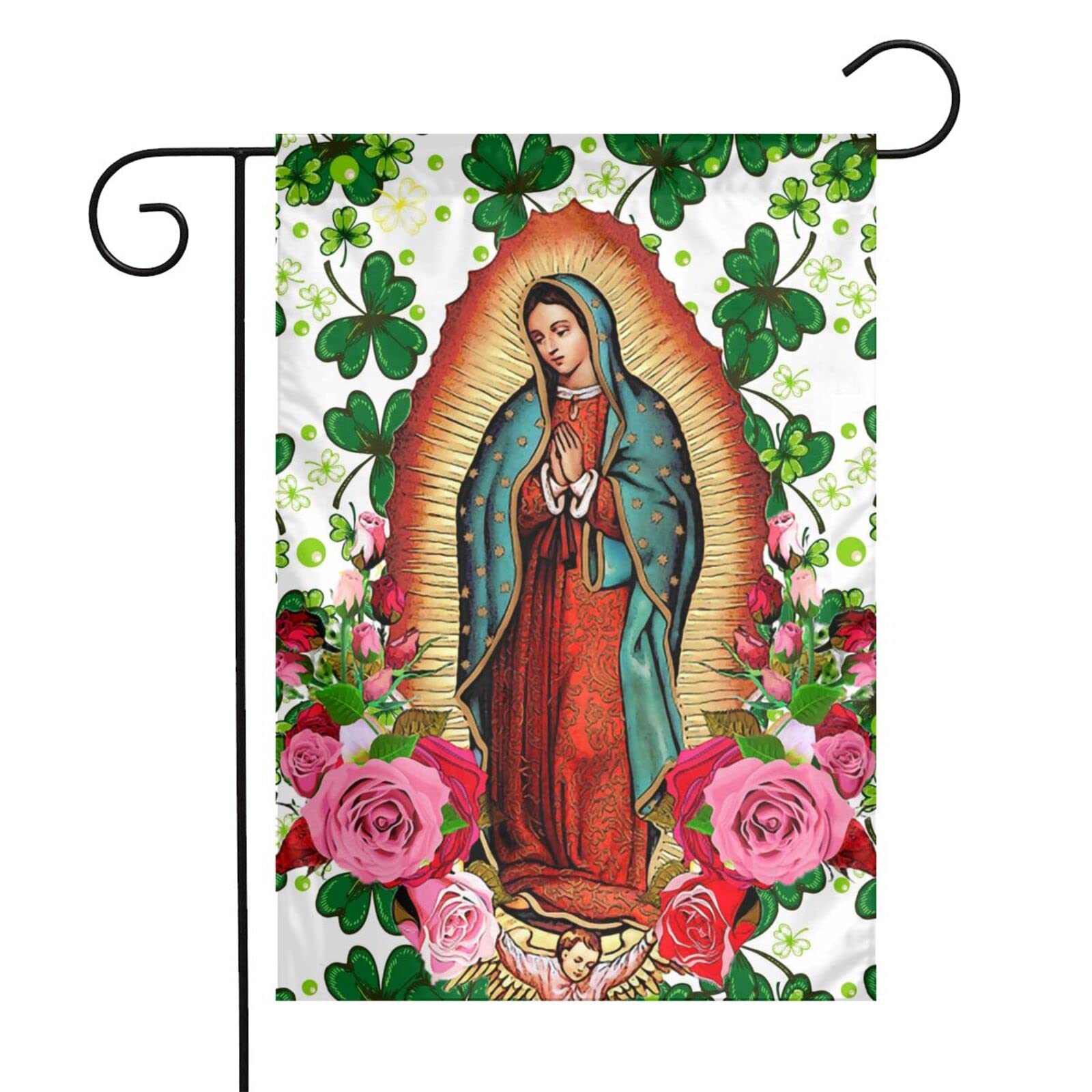 St. Patrick's Day Garden Flag 12x18 Inch - Our Lady of Guadalupe Virgin Mary Double Sided Vertical Holiday Decor for Farmhouse, Yard, Porch | Spring Outdoor Decorations & Home Garden Party Decor