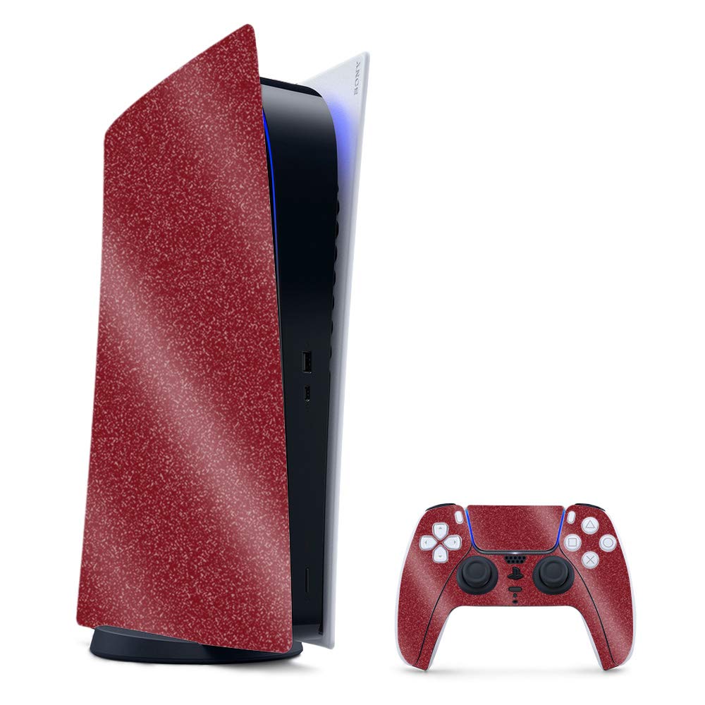 PS5 Glossy Glitter Skin - Burgundy Gaming Cover for Playstation 5 | Durable & Easy to Apply | Perfect for Gaming Setup