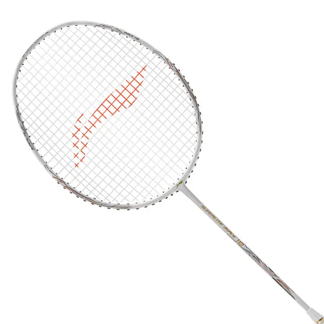 Li Ning G Force Superlite Max 10 Badminton Racket - Prestrung White/Gold/Black - Lightweight Carbon Fiber Shuttlecock Racket for Professional & Recreational Play - Made in China - Perfect for Tournaments & Training Sessions
