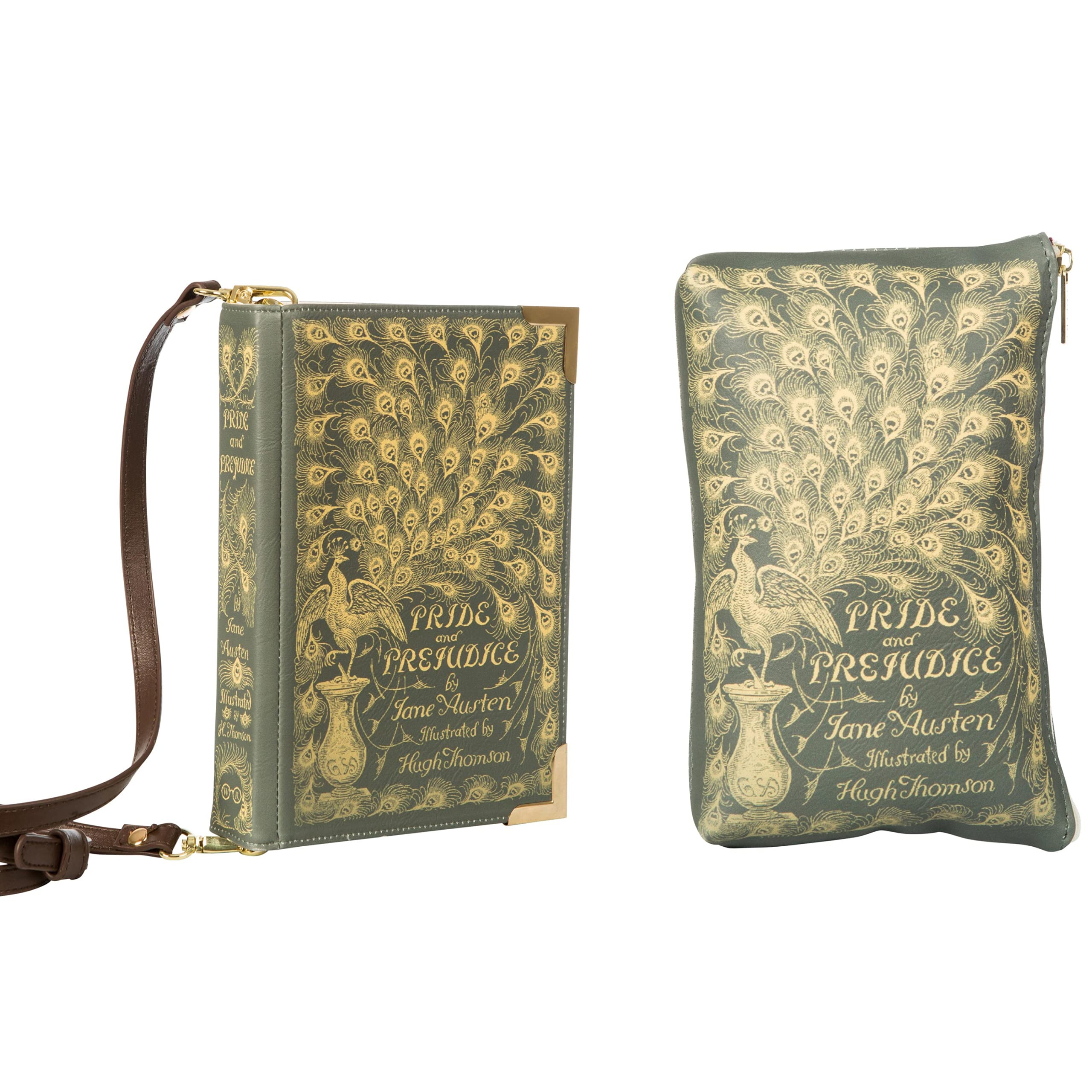 Stylish Pride and Prejudice Inspired Large Green Tote Bag & Matching Clutch Purse Set - Perfect for Book Lovers, Jane Austen Fans & Vintage Fashion Enthusiasts | Great for Book Clubs, Literary Events & Everyday Use