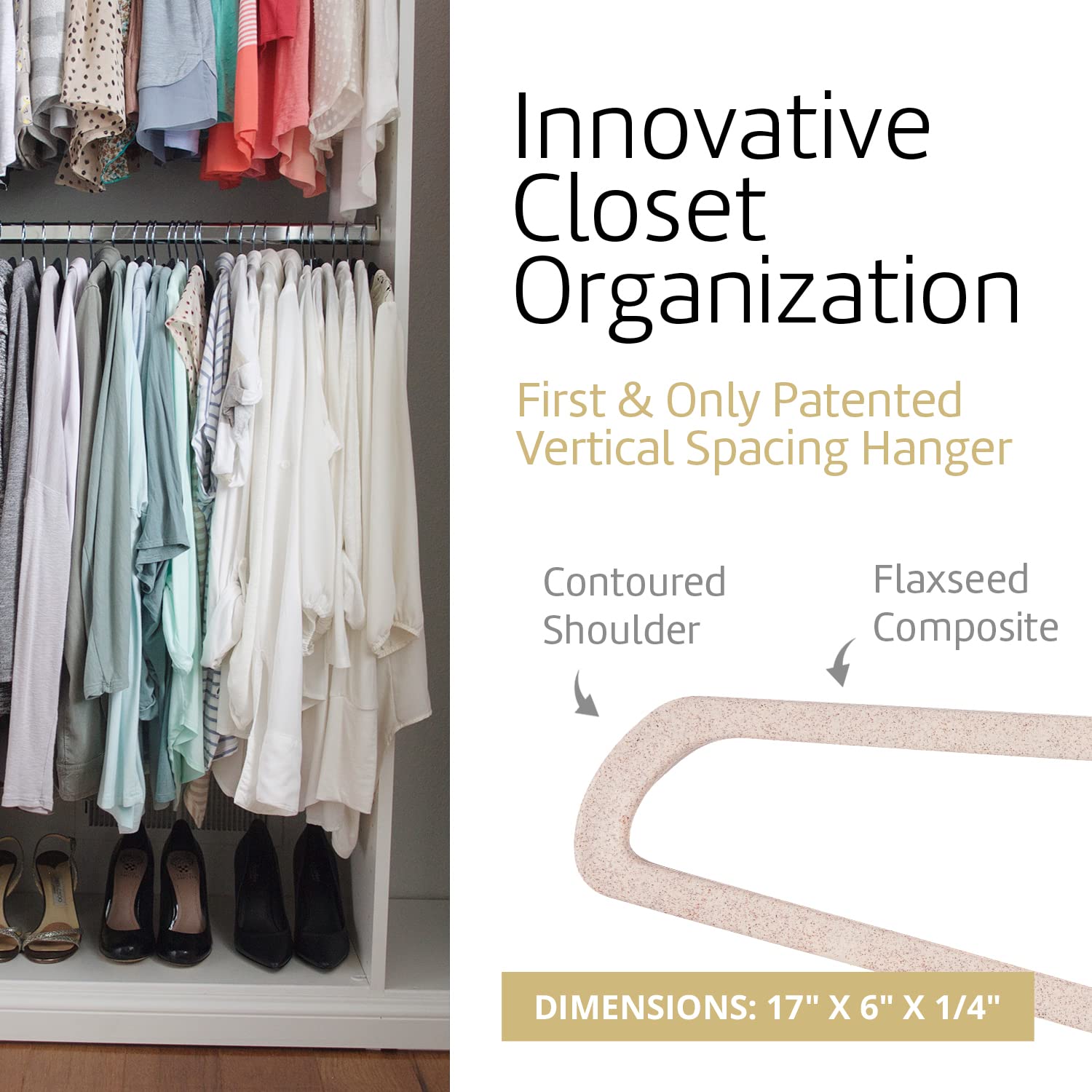 Higher Hangers BioHangers - 120 Pack Eco-Friendly Flaxseed Clothes Hangers | Space Saving Closet Organizer for Dorms, RV, Travel & Home | 17
