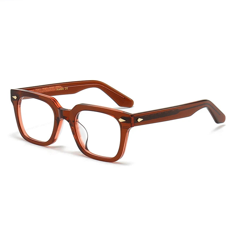 Stylish Black Unisex Square Acetate Eyeglasses with Full Rim - Trendy Thick Frame for Men & Women - Perfect for Reading, Work, and Fashion Accessories (Model 914023)