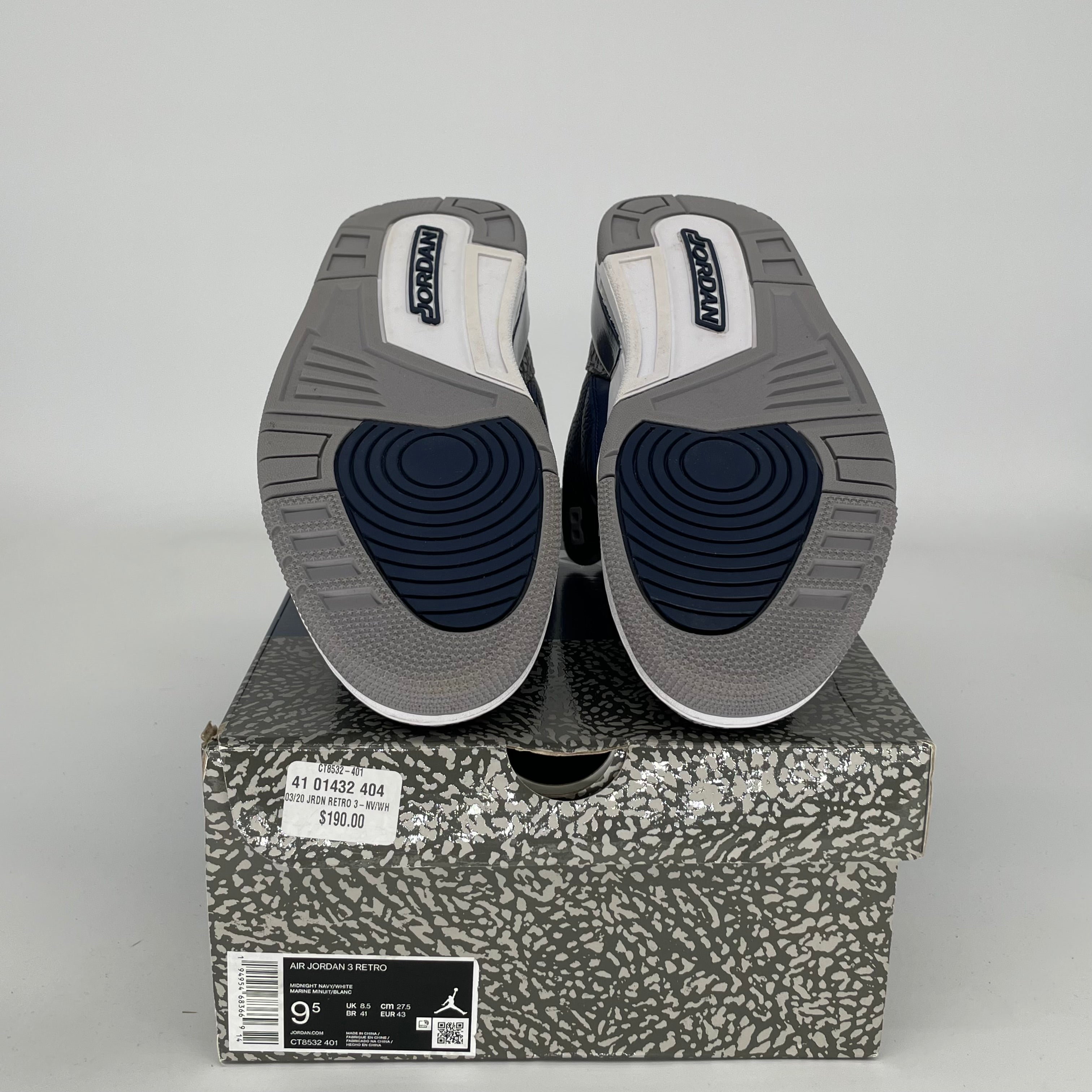 Original Air Jordan 3 Retro 'Georgetown' Men's Basketball Shoes - Size 9.5 (CT8532-410) - Classic Sneakers for Casual Wear, Street Style & Basketball Games