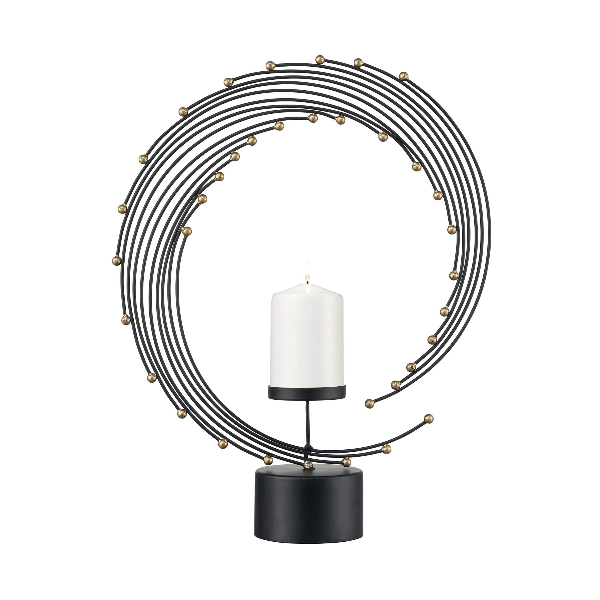 Elk Home Blank Rome Black and Gold Candle Holder - Elegant Decorative Centerpiece for Dining Table, Wedding, and Home Decor