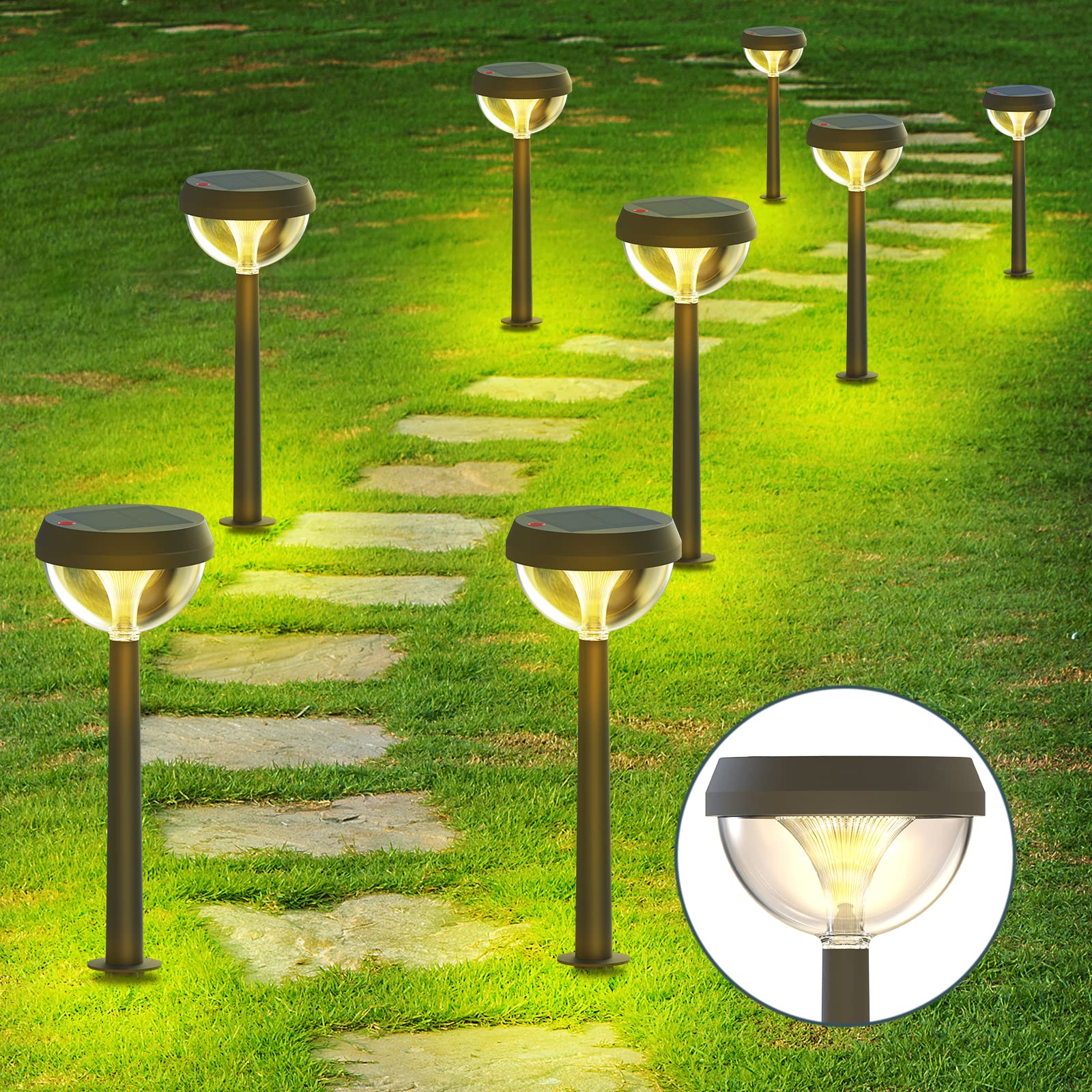 Linkind 4-Pack Solar Garden Lights - Warm White LED Solar Pathway Lights, Waterproof Outdoor Solar Lights for Walkway, Yard, Driveway & Backyard | Adjustable Landscape Lighting for Home & Garden Decoration | Perfect for Patio, Lawn, Poolside & Pathway Illumination