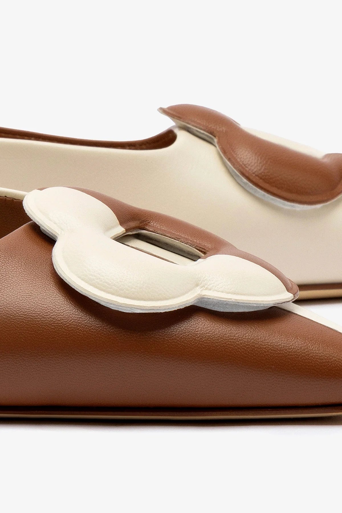 Flora Pump in Caramel & Ivory Leather - Women's Comfortable Heels for Work, Party & Wedding | Fashionable Dress Shoes for Office & Special Occasions