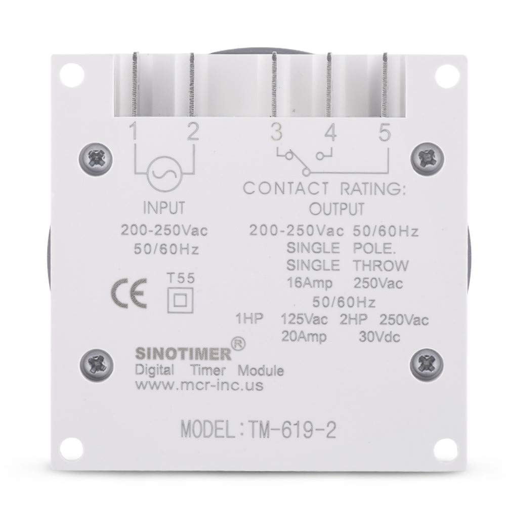 TM619 Digital LCD Weekly Programmable Timer Switch - 16A 1NO+1NC (220V) for Home Appliances, Lighting & HVAC Control | Energy Saving Power Outlet Timer for USA Market