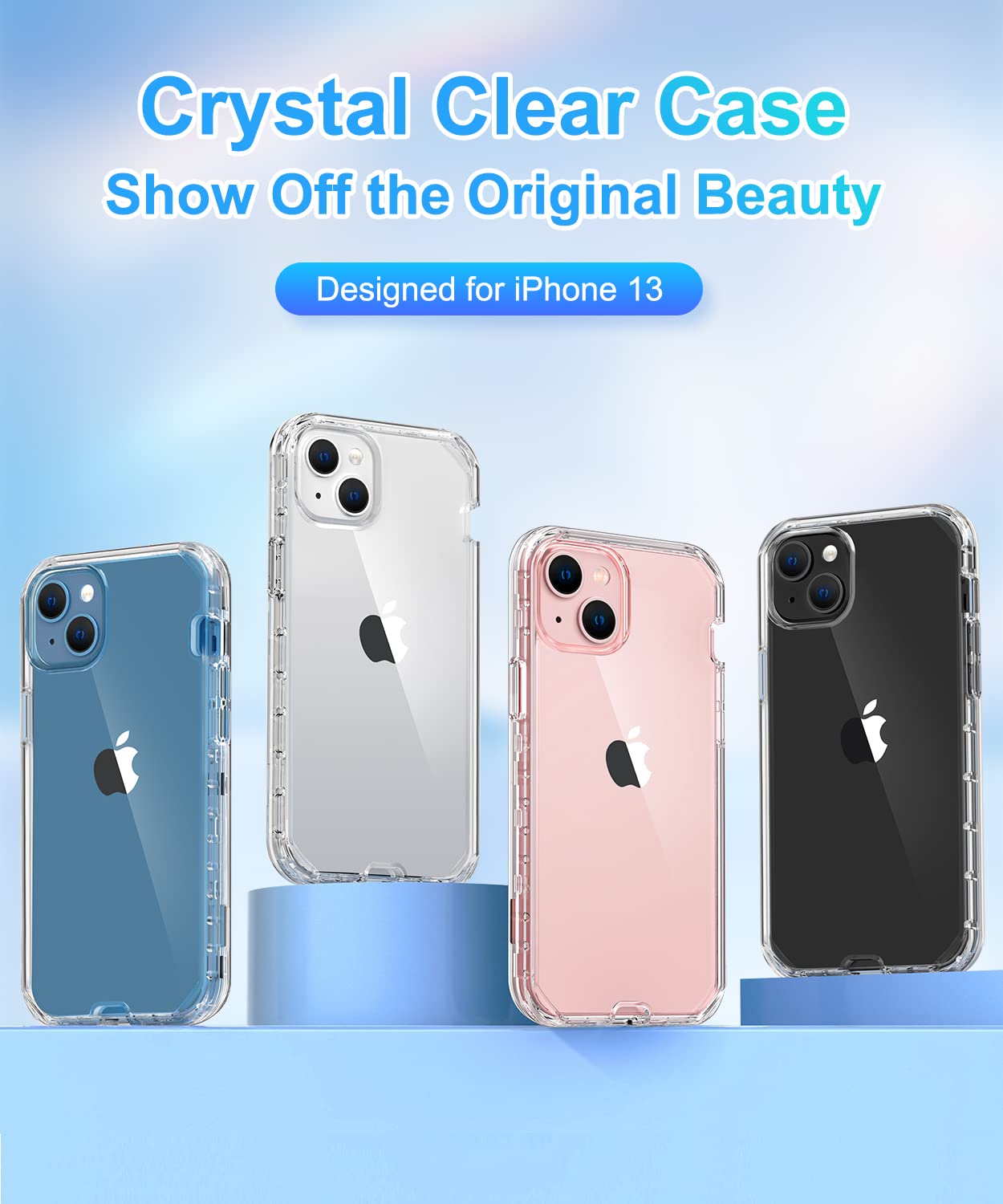 Hython Glitter iPhone 13 Case - Sparkly Shiny Bling Protective Cover | 3-in-1 Hybrid Hard PC & Soft TPU Bumper | Shockproof Full Body Protection for Women & Girls | Clear Design | Perfect for Everyday Use, Parties & Gifts
