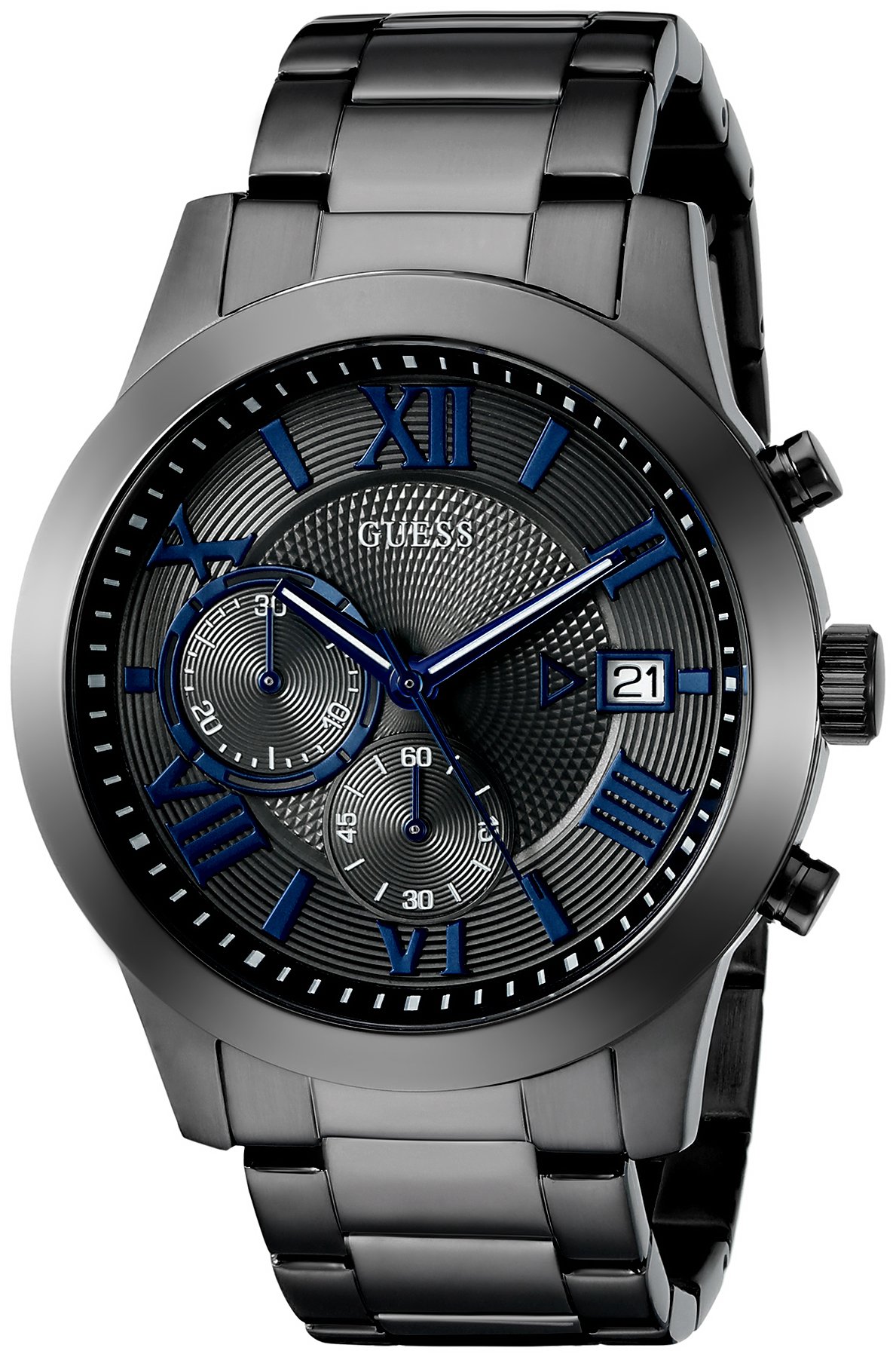 GUESS Men's Gunmetal Chronograph Stainless Steel Bracelet Watch - Stylish & Durable for Business, Casual & Formal Occasions