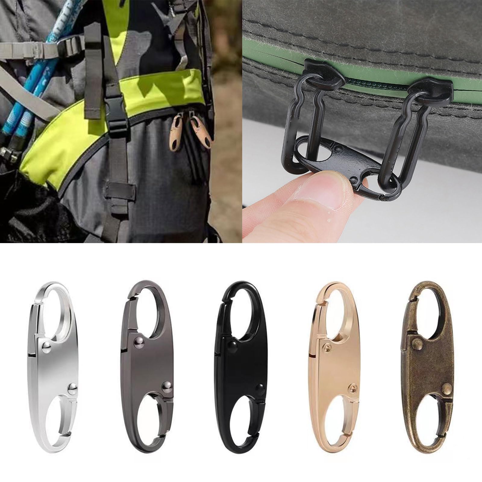Anti-Theft Zipper Lock Clips - Quick Disconnect Carabiner Clips with Double Opening for Backpacks, Luggage & Bags | Secure Small Objects During Travel, Hiking & Daily Commute