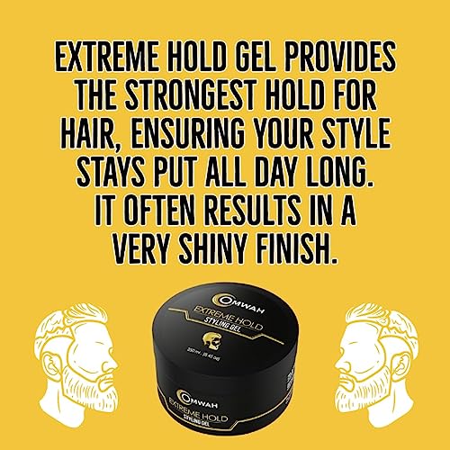 Professional Hair Styling Gel with Extreme Hold - Strong Fixing & Long Lasting for Men & Women - Perfect for Curly, Wavy & Straight Hair Styling - Salon Quality Hair Gel for All-Day Volume & Control