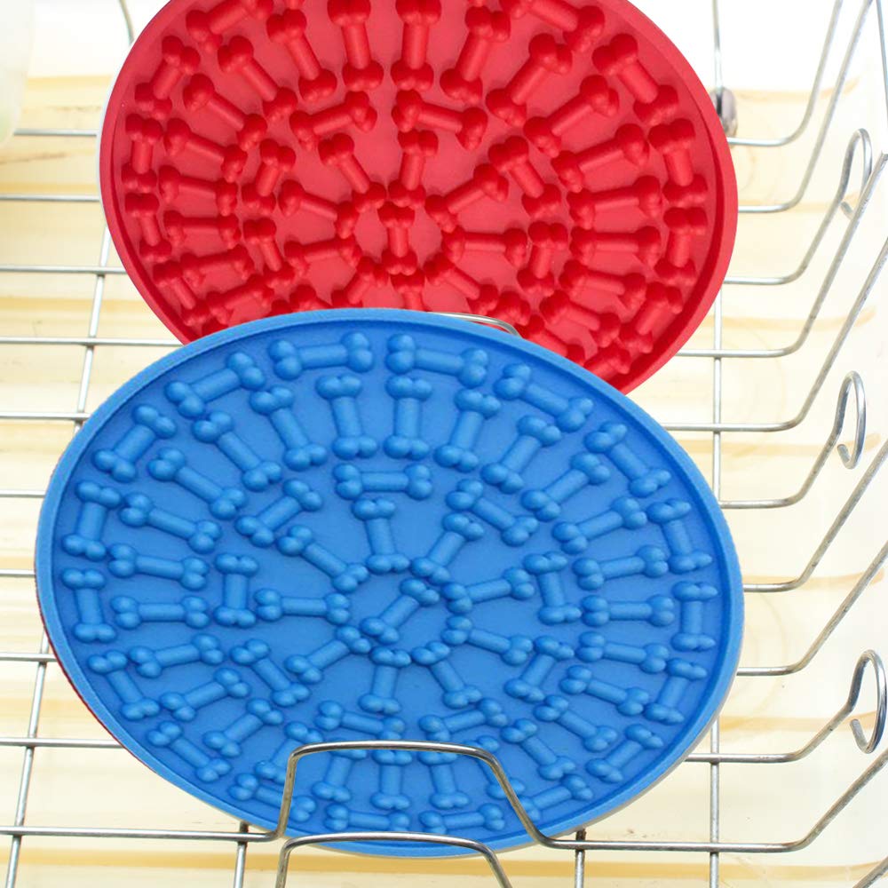 Dog Licking Pad for Shower & Grooming - 2 Pack Slow Feeder Peanut Butter Mat, Wall-Mounted Pet Bath Accessory for Dog Training & Anxiety Relief - Perfect for Bath Time, Grooming Sessions & Stress Relief