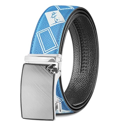 Grey Silver Buckle Check Bule Belt