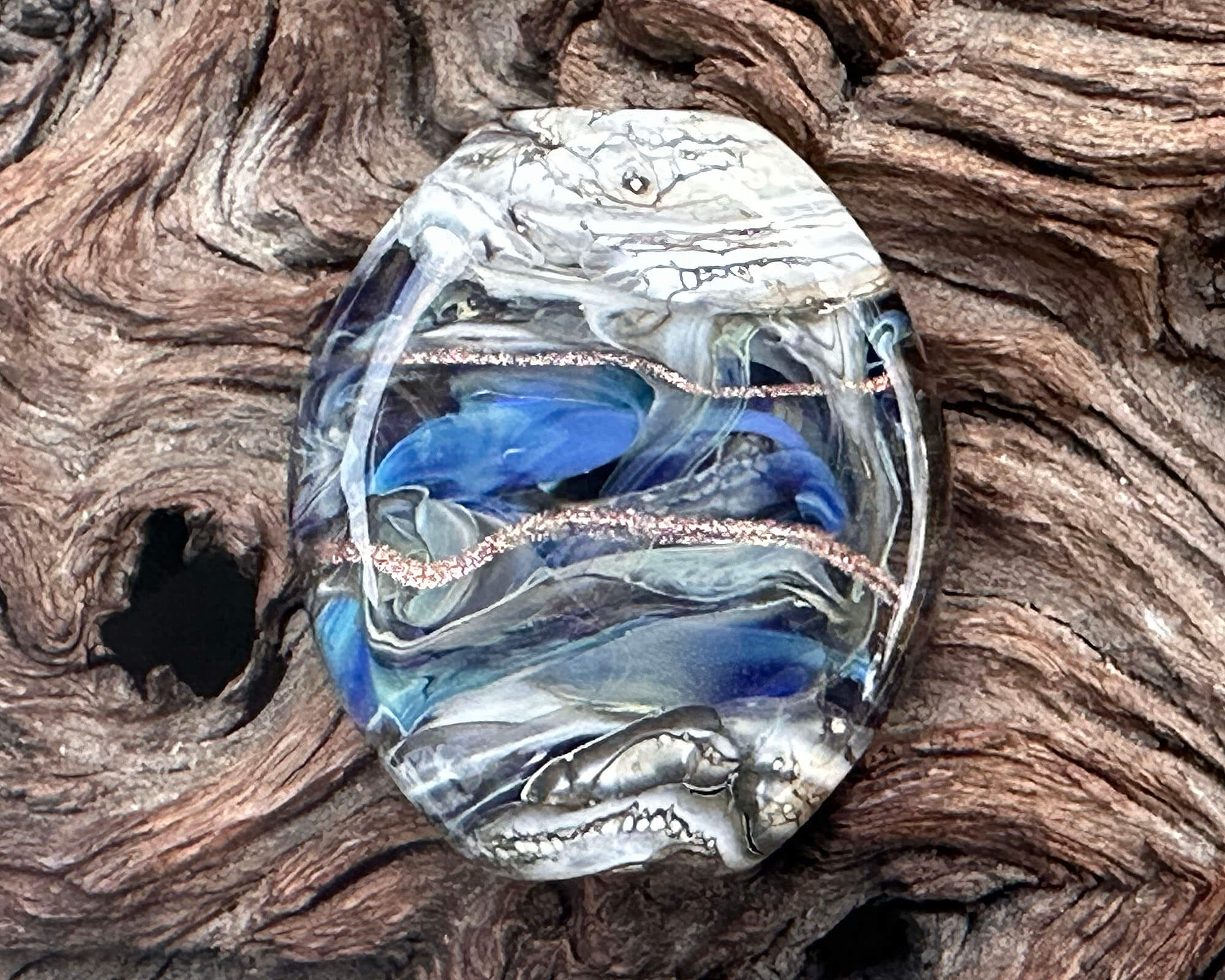 Blue Pearl Organic Lampwork Focal Bead SRA - Handmade Glass Bead for Jewelry Making, DIY Crafts & Beading Projects | Perfect for Necklaces, Bracelets & Earrings