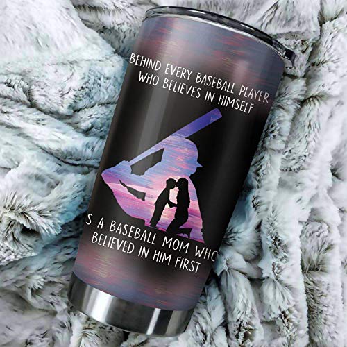 Personalized Baseball Mom Tumbler - Stainless Steel Vacuum Insulated Travel Mug with Lid - Keeps Coffee & Tea Hot/Cold for 24 Hours - Perfect Gift for Baseball Moms on Mother's Day, Games & Practice