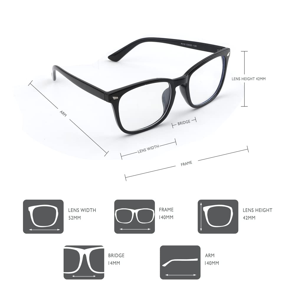 Blue Light Blocking Glasses for Computer & Gaming - AFNWQI Fashion Square Frame for Men & Women - Reduce Eye Strain at Work & Home