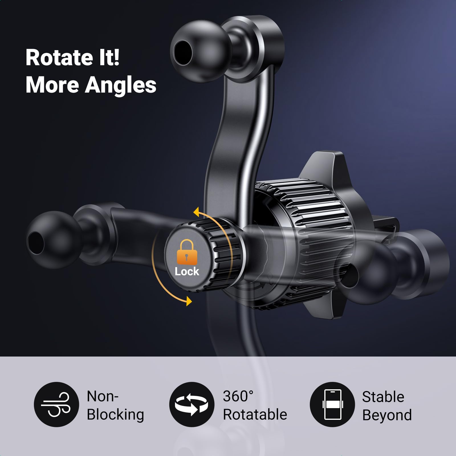 UGREEN 360° Adjustable Air Vent Car Phone Holder - Universal Car Phone Mount for iPhone 15 14 13 12 SE 11, Samsung Galaxy & 4.7-7.2