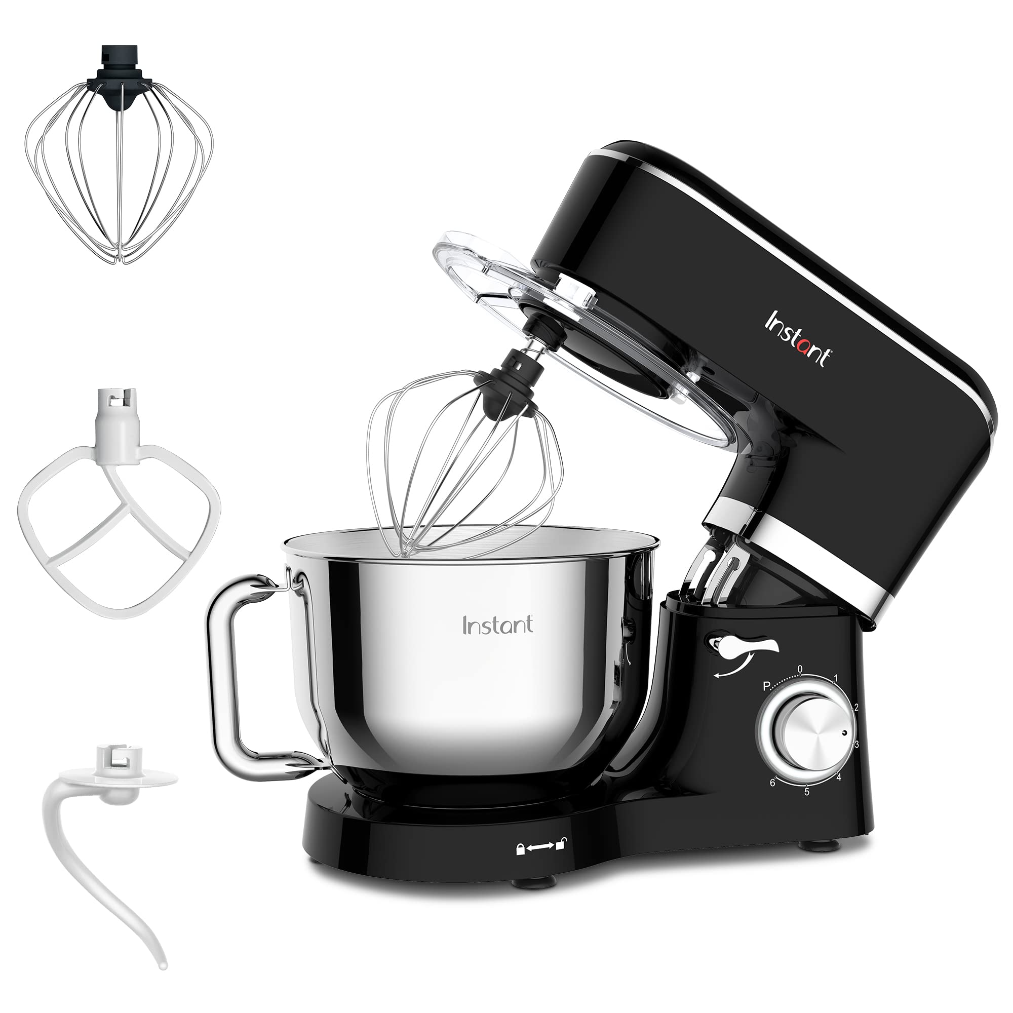 Instant Pot 6-Speed 6.3-Quart Stand Mixer with Stainless Steel Bowl - Perfect for Baking Cakes, Cookies & Bread Dough | Electric Kitchen Mixer for Home Bakers & Cooking Enthusiasts