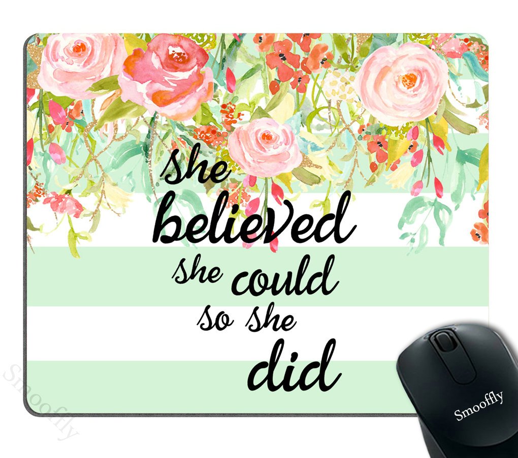 Custom Smooffly Gaming Mouse Pad with Inspirational Quote - Mint Stripe Design, Non-Slip Neoprene Surface for PC/Laptop/Office Use | Motivational Gift for Gamers & Professionals