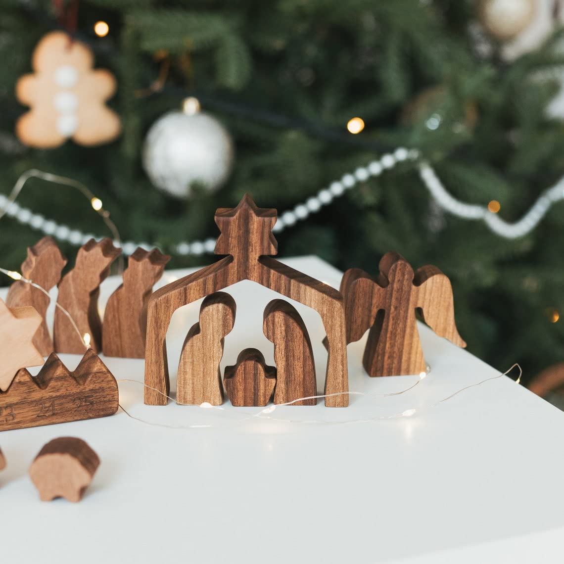 Wooden Advent Calendar for Adults - Nativity Scene Christmas Set, Holiday Home Decor, Xmas Ornaments & Unique Gift for Kids | Perfect for Family Countdown, Christmas Tree Decorating & Holiday Party Favors