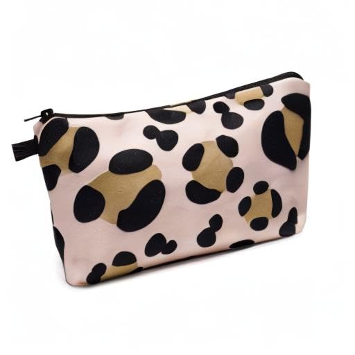 Waterproof Brown Leopard Makeup Bag for Women - Small Cosmetic Organizer Pouch for Purse, Travel & Gym - Perfect Gift for Girls & Teens
