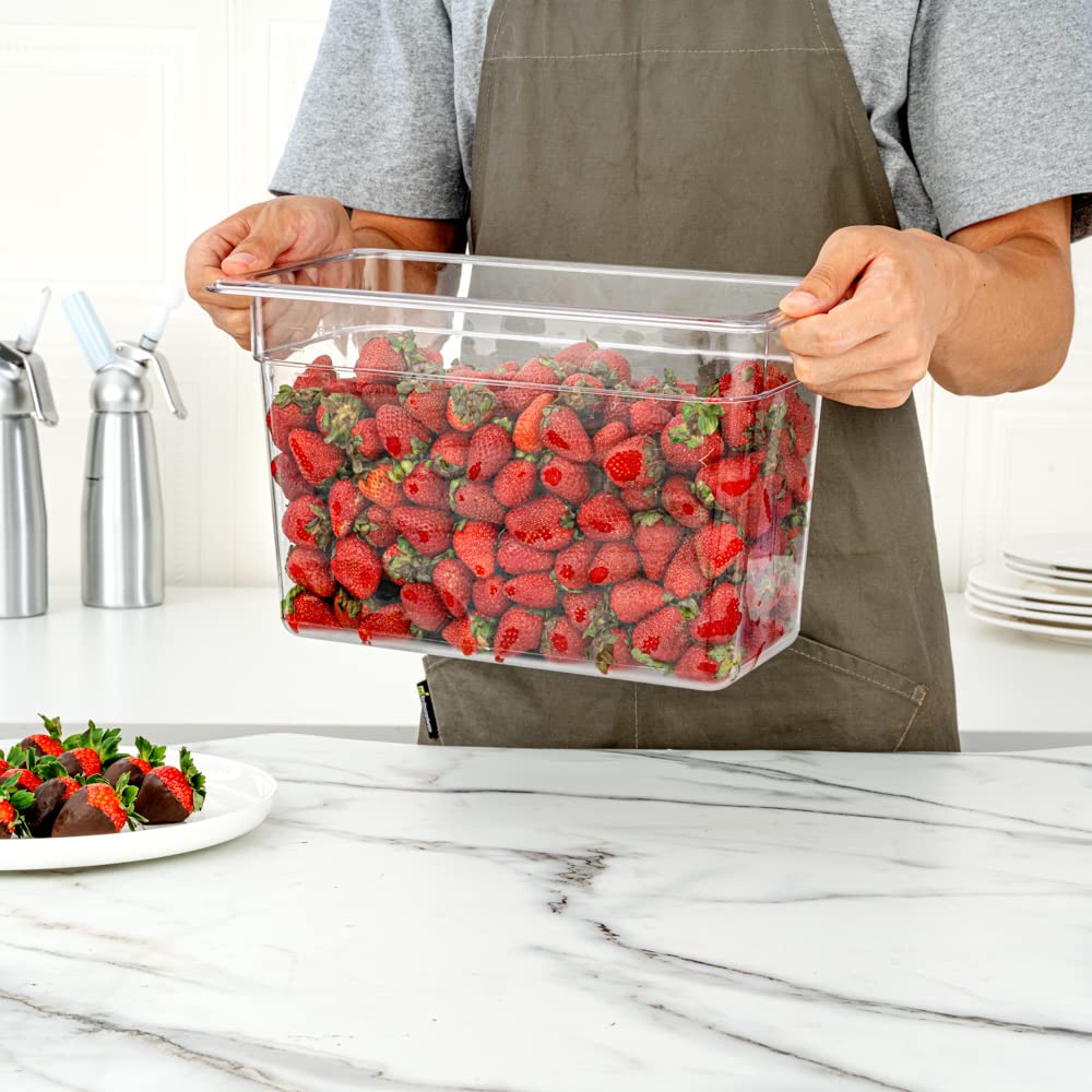 Met Lux 1/3 Size Food Storage Containers - 10 Pack 8-Inch Deep Rectangle Proofing Boxes with Graduated Measurements | Clear BPA-Free Plastic Food Grade Containers | Dishwasher Safe (Lids Sold Separately) | Perfect for Baking, Meal Prep & Leftovers Storage