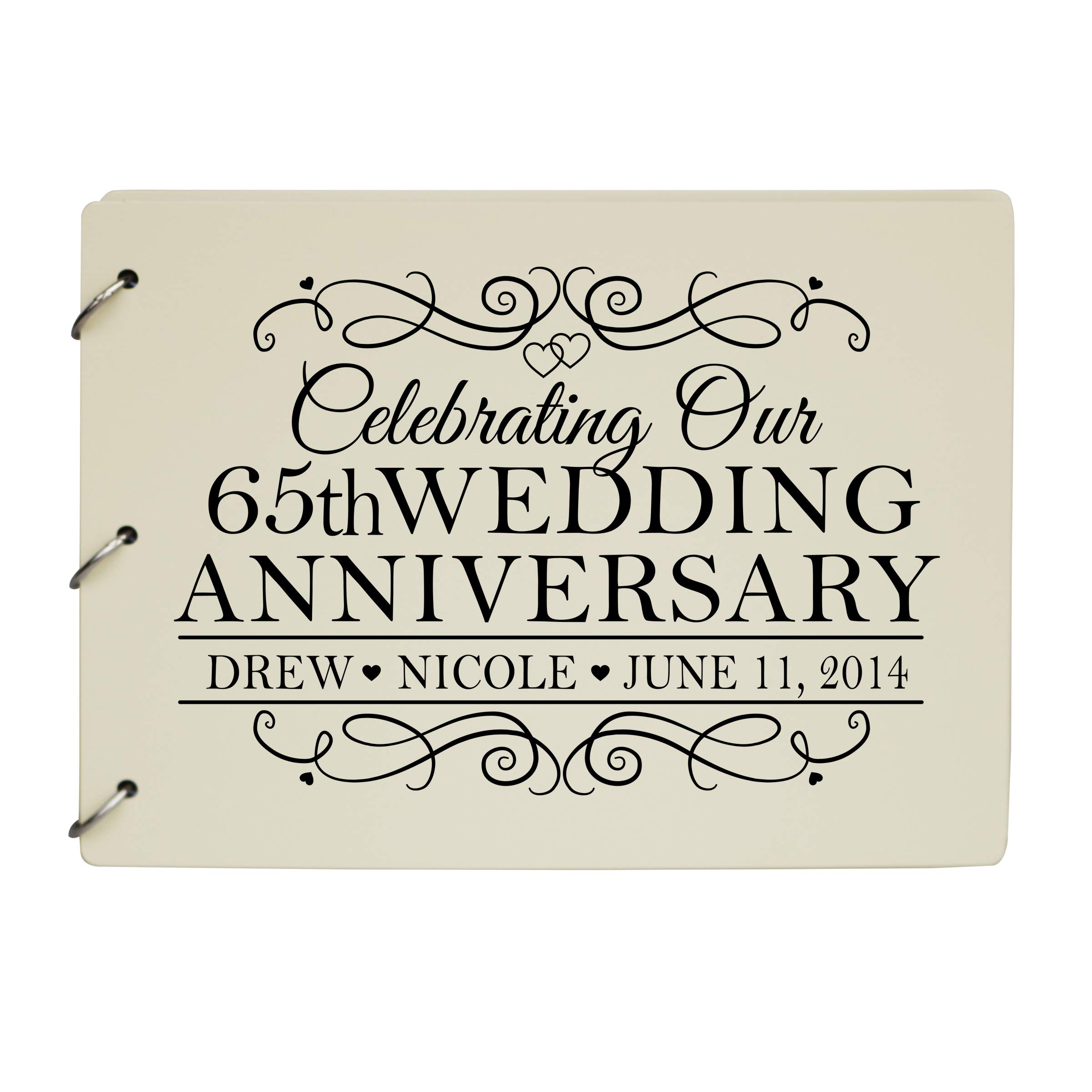 LifeSong Milestones Personalized 65th Wedding Anniversary Guest Book for Couples - Ivory Wooden Keepsake for 65 Years of Marriage Celebration | Wedding Registry Sign-In Book | Perfect for Golden Anniversary Parties & Memory Preservation