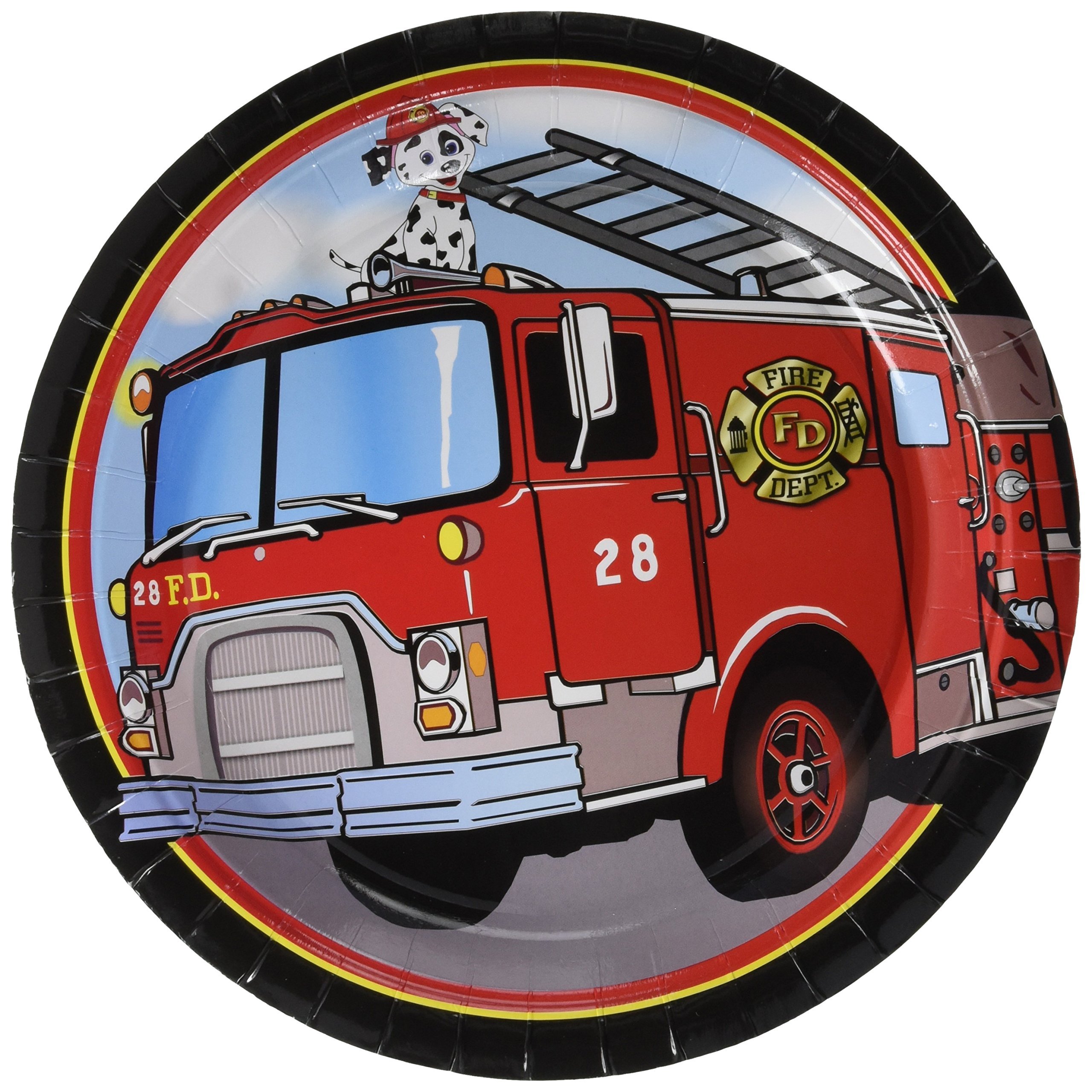 Forum Novelties Firefighter Themed Paper Plates (8 Pack) - Disposable Party Supplies for Firefighter Birthday Parties, Retirement Celebrations & Fire Safety Events