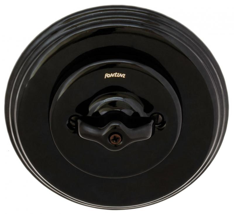 Black Porcelain Double Dimmer Switch with Rotary Knob - Perfect for Home Lighting Control in Living Rooms, Bedrooms, and Hallways