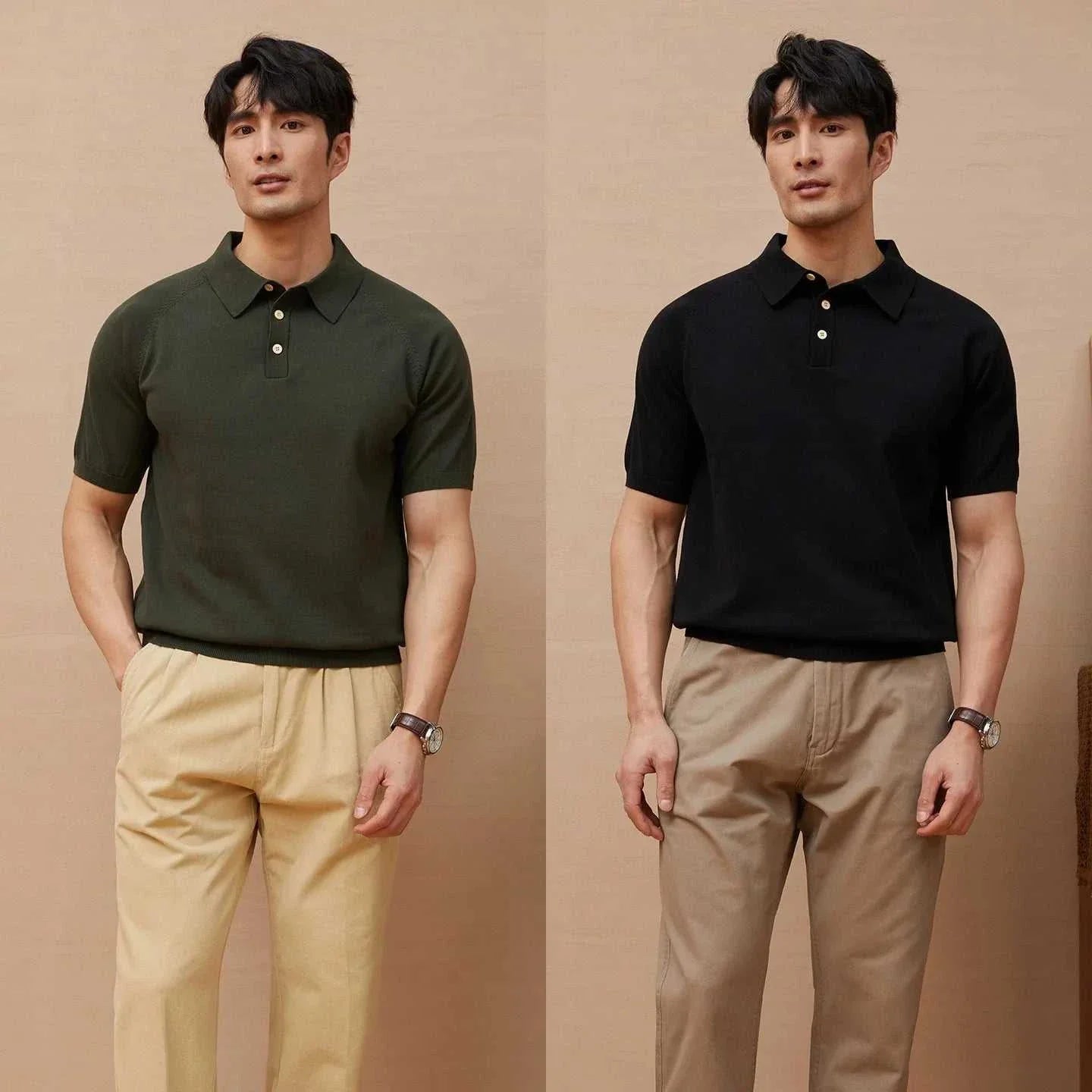Premium Knitted Polo Shirt for Men - Soft Cotton Casual & Business Wear - Perfect for Office, Golf & Summer Outfits