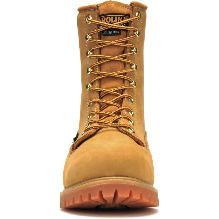 Carolina Journeyman 8 Inch Insulated Waterproof Work Boots for Men - Nubuck Leather with 200G Thinsulate, Oil & Slip Resistant Rubber Lug Outsole, EH Safety Rated - Ideal for Construction, Winter Work & Outdoor Jobs