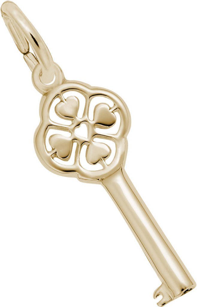 10K Yellow Gold Rembrandt Small Key to My Heart Charm Necklace - Dainty Jewelry Gift for Women, Perfect for Valentine's Day & Anniversary
