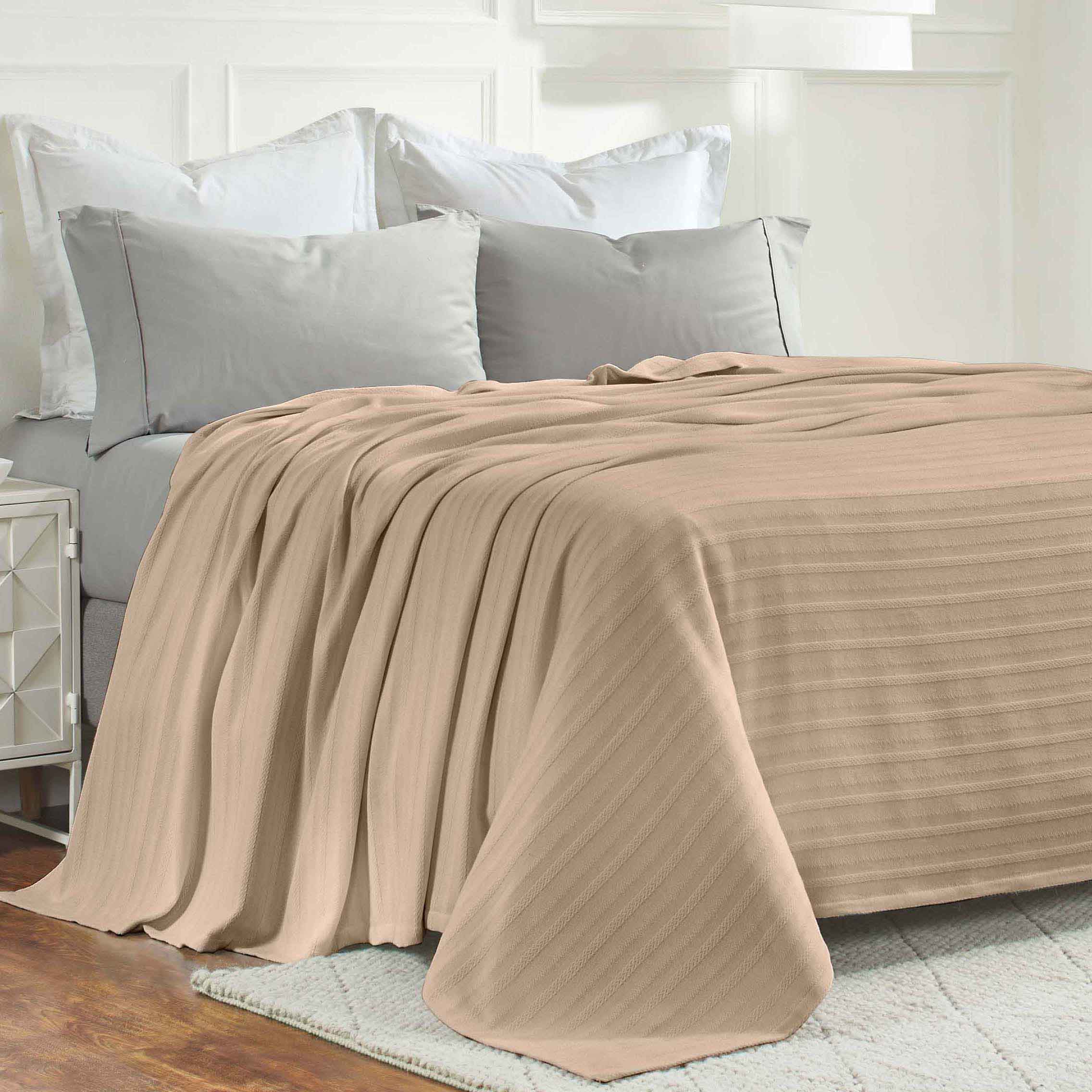 Soft Clara Cotton Textured Striped Lightweight Woven Blanket - Perfect for Sofa, Bed & Outdoor Picnics
