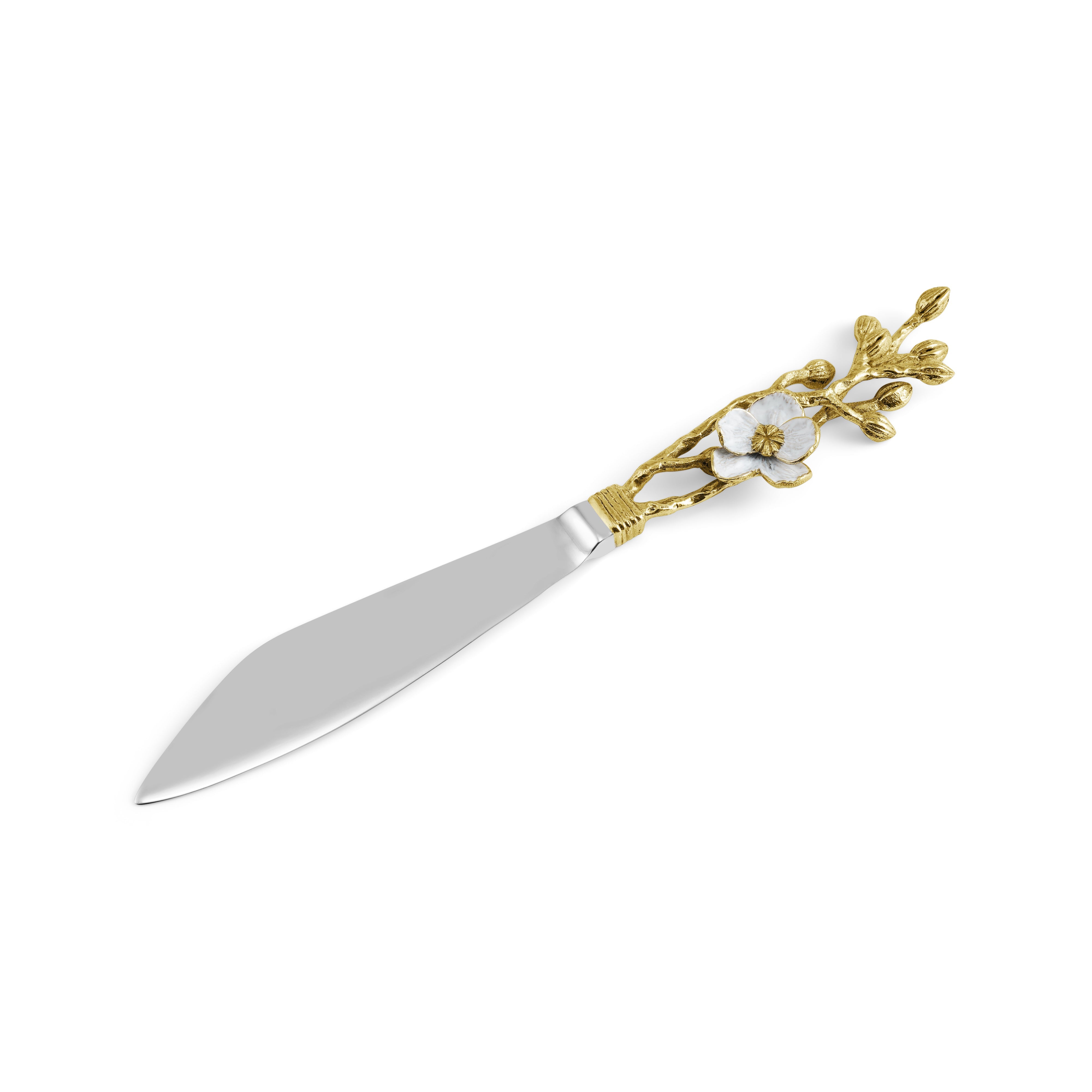 Elegant Orchid Wedding Cake Knife Set - Stainless Steel Cake Cutting Server for Bridal Showers, Weddings & Anniversary Celebrations - Perfect for Cake Cutting Ceremonies & Special Occasions