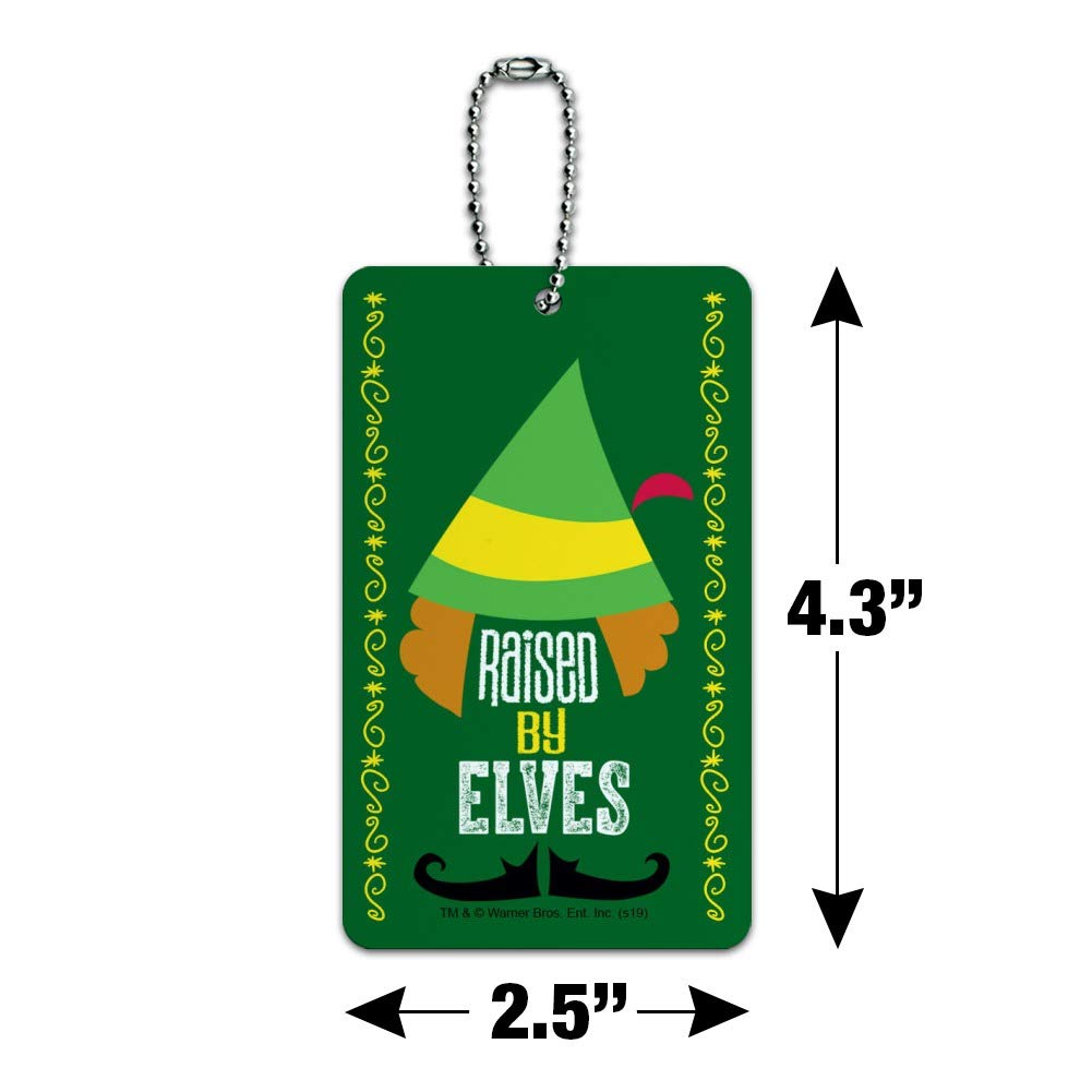 Elf Movie Inspired Raised by Elves Luggage Tag - Durable Suitcase ID Card for Carry-On Bags - Perfect for Christmas Travel, Family Vacations & Holiday Gift Giving
