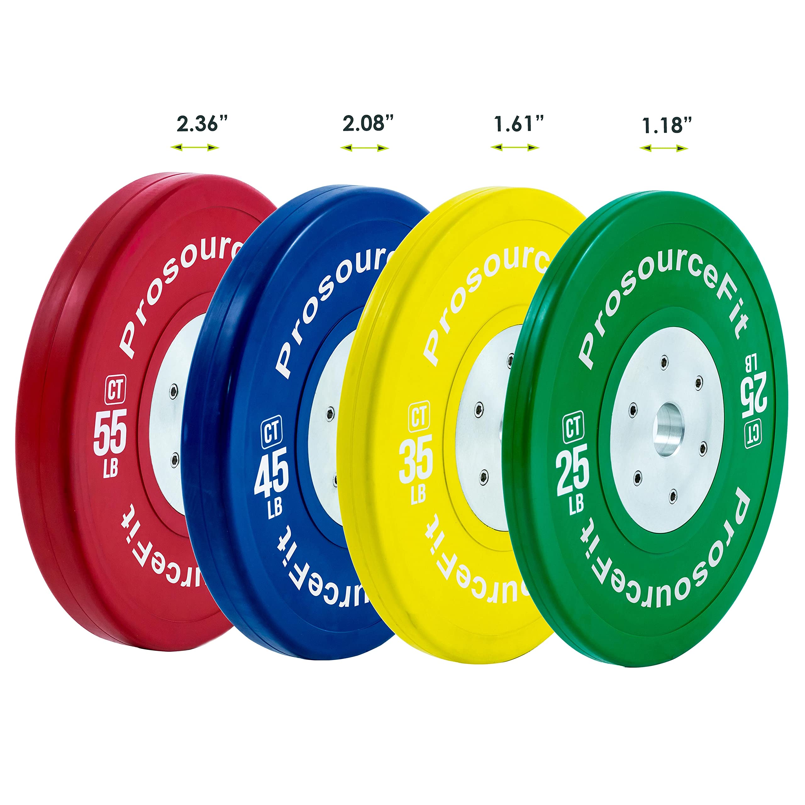 ProsourceFit Competition Color Training Bumper Plates - 45lb Rubber Weight Plates with Steel Insert for CrossFit, Powerlifting & Weight Training - Perfect for Home Gym, Cross Conditioning & Strength Workouts