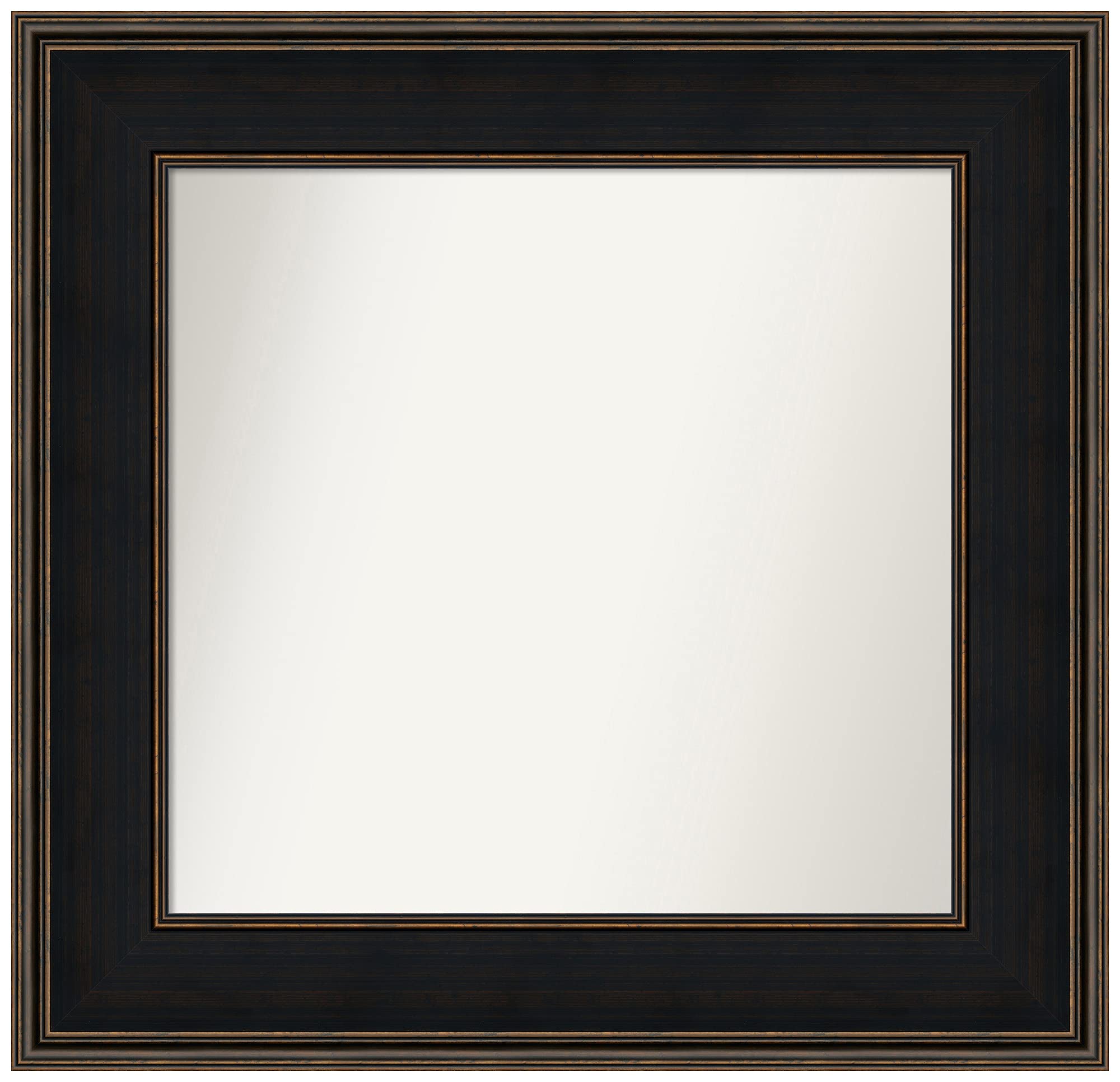 Amanti Art Non-Beveled Custom Wall Mirror 27.5x28.5 Inches - Mezzanine Espresso Wood Frame - Bathroom & Living Room Decor - Black & Brown Finish - Custom Sizes Available - Perfect for Vanity, Entryway & Bedroom Decor